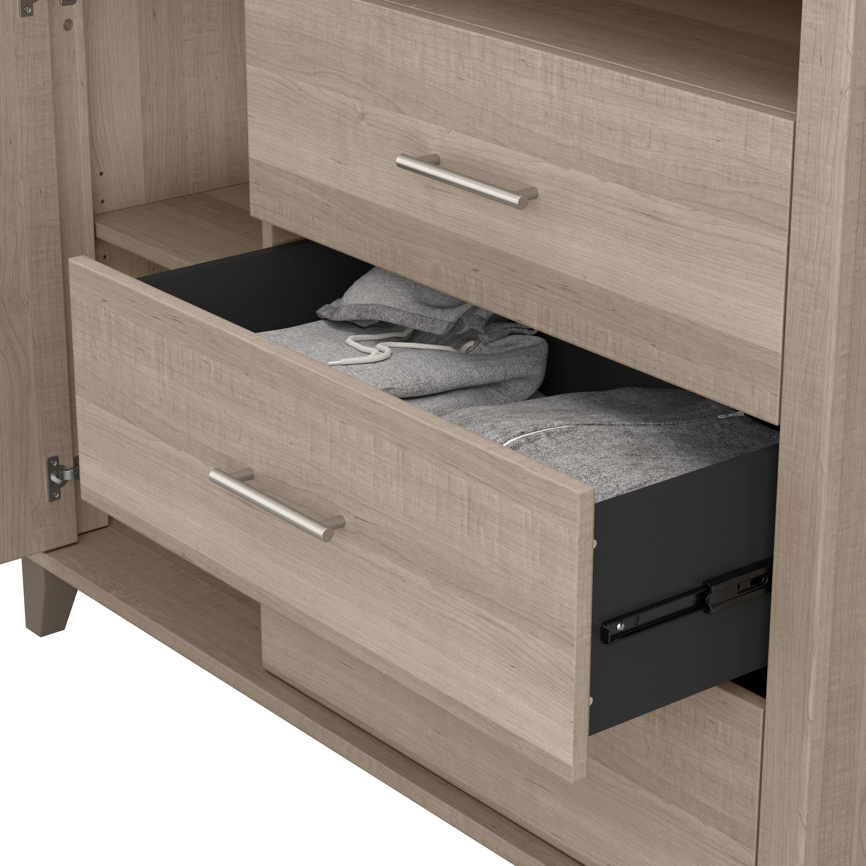 Shop Bush Furniture Somerset 3 Drawer Dresser and Bedroom TV Stand 03 STV148AGK #color_ash gray