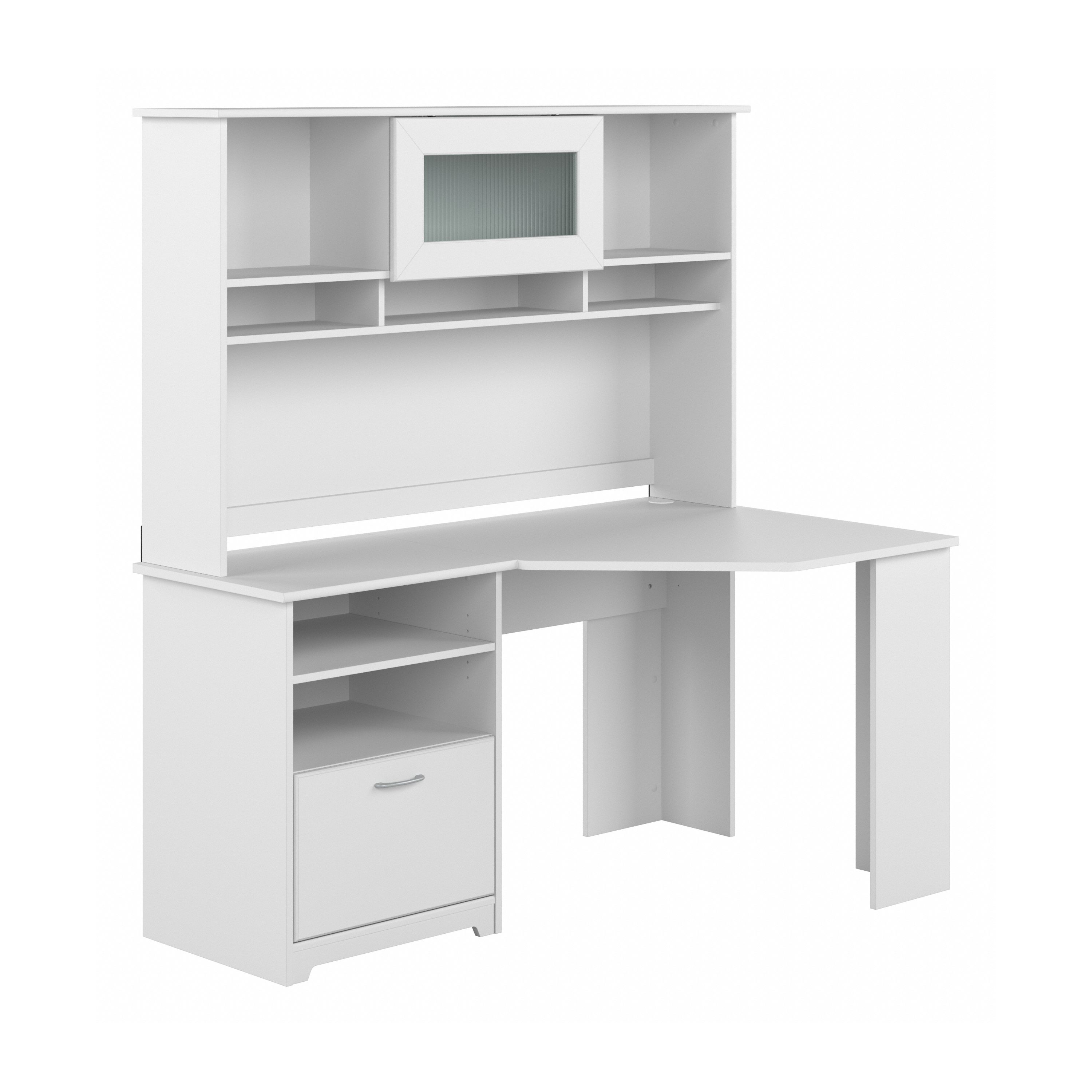 Shop Bush Furniture Cabot 60W Corner Desk with Hutch 02 CAB008WHN #color_white
