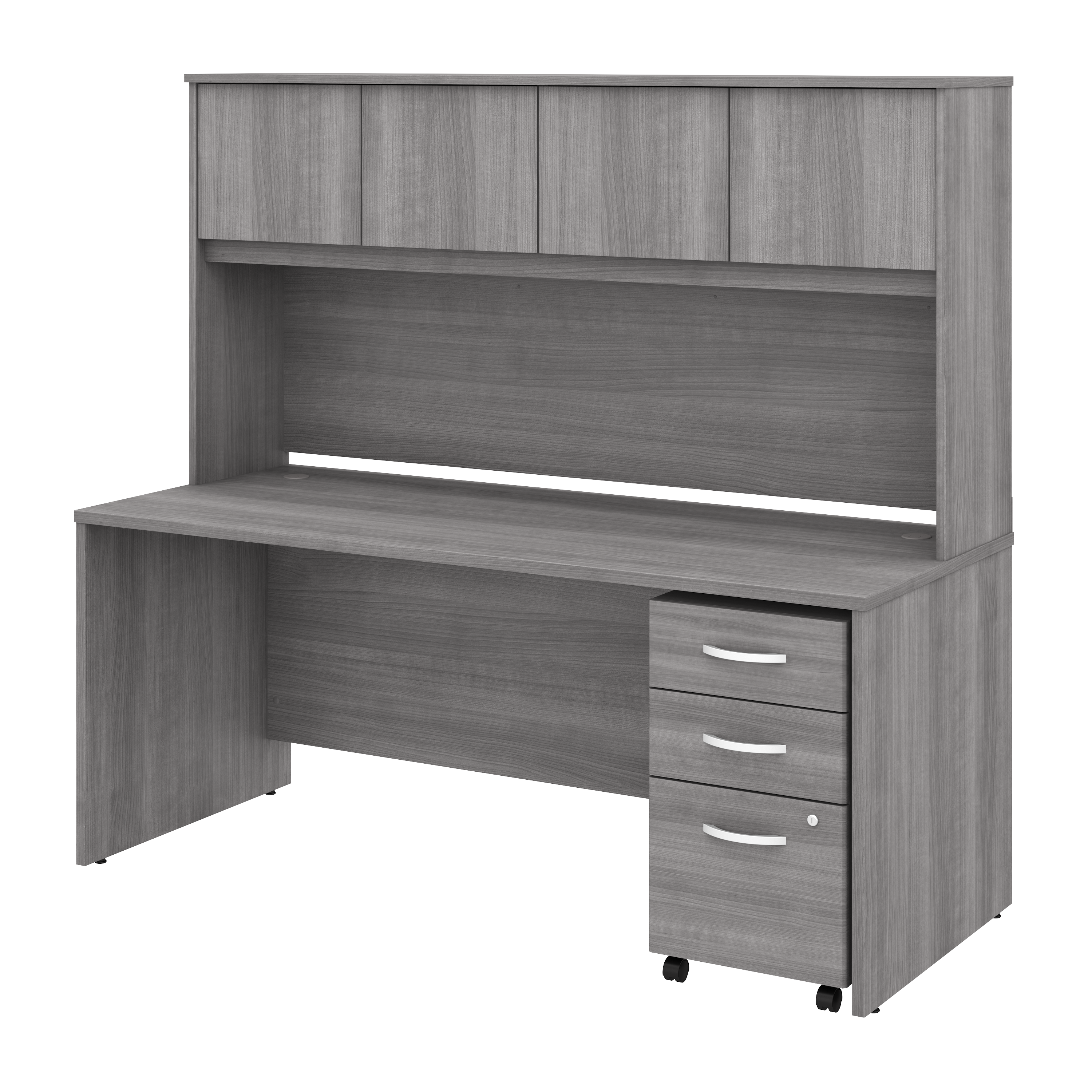 Shop Bush Business Furniture Studio C 72W x 30D Office Desk with Hutch and Mobile File Cabinet 02 STC011PGSU #color_platinum gray