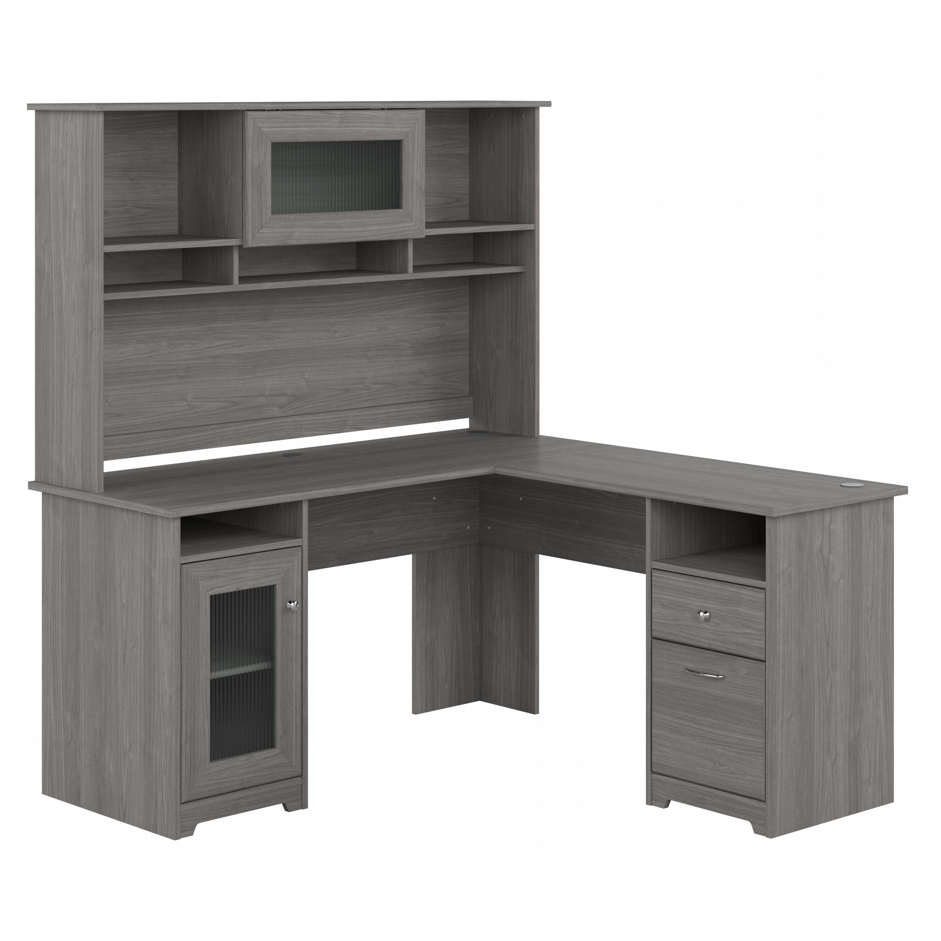 Shop Bush Furniture Cabot 60W L Shaped Computer Desk with Hutch and Storage 02 CAB001MG #color_modern gray