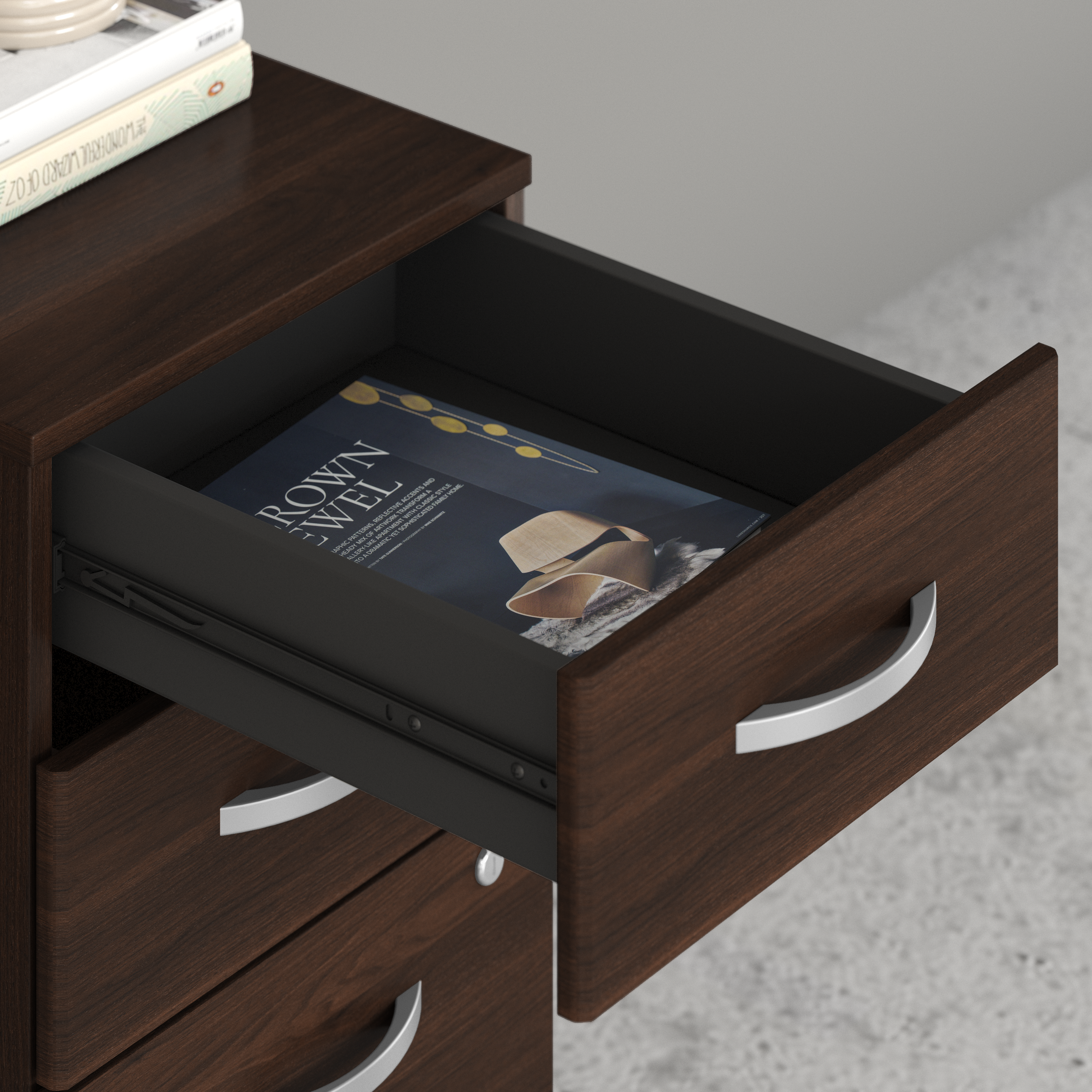 Shop Bush Business Furniture Hybrid 3 Drawer Mobile File Cabinet - Assembled 03 HYF216BWSU-Z #color_black walnut