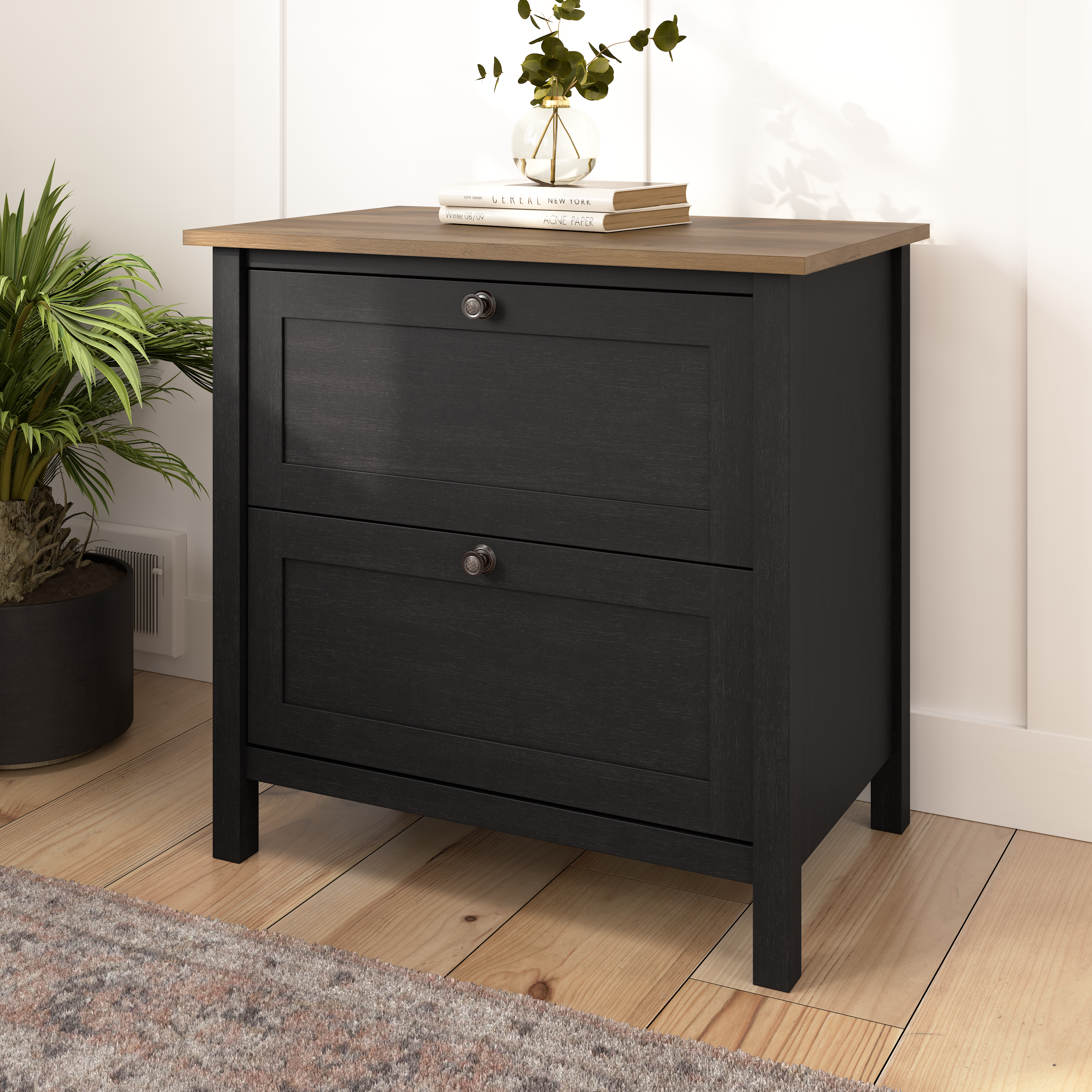 Shop Bush Furniture Mayfield 2 Drawer Lateral File Cabinet 01 MAF131V2P-03 #color_vintage black/reclaimed pine