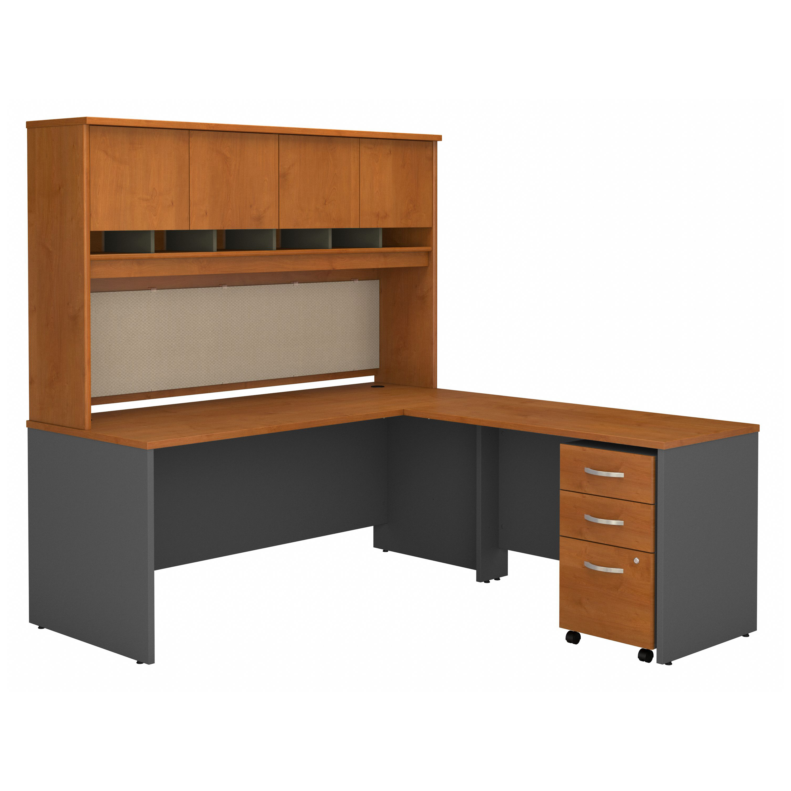 Shop Bush Business Furniture Series C 72W L Shaped Desk with Hutch and Mobile File Cabinet 02 SRC0018NCSU #color_natural cherry