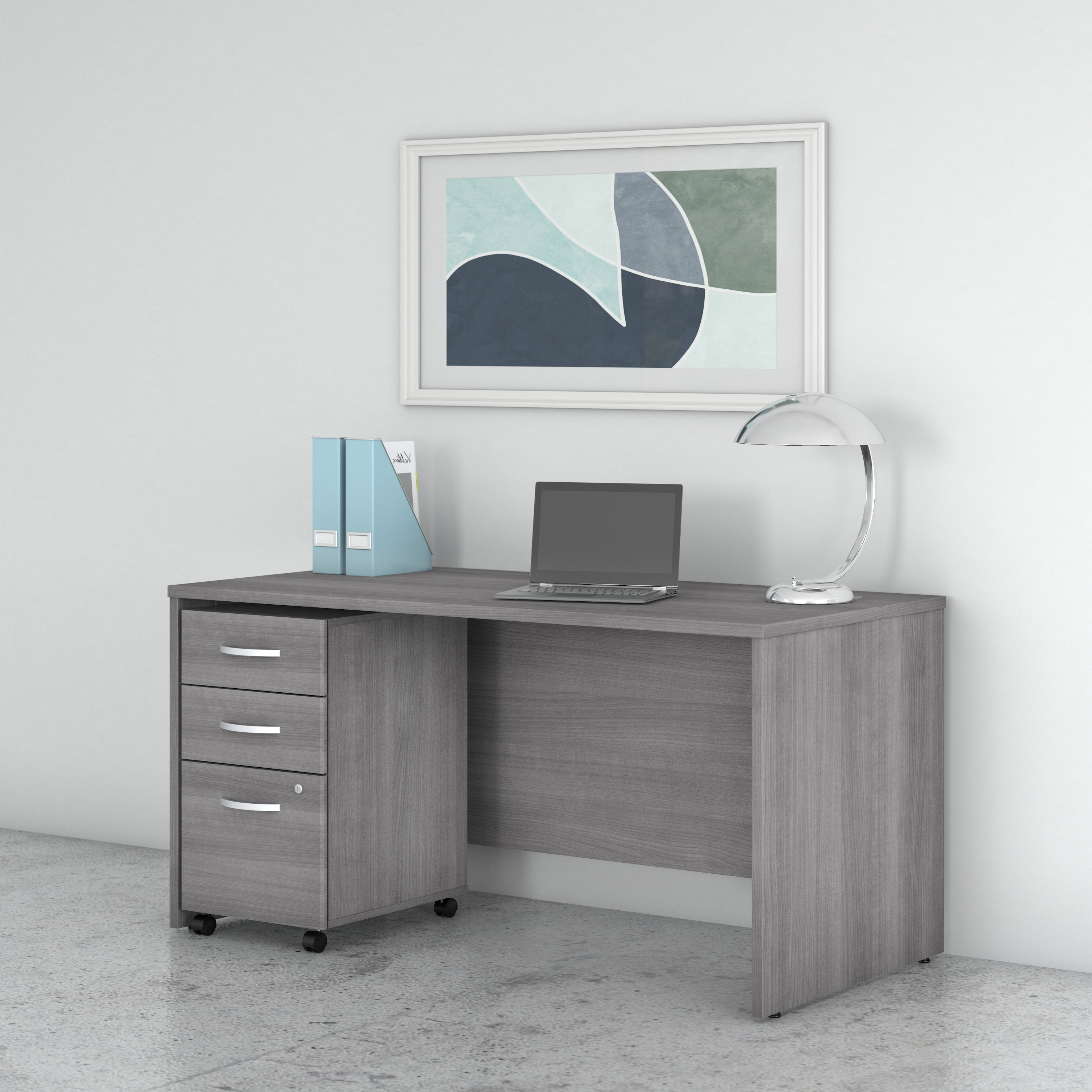 Shop Bush Business Furniture Studio C 60W x 30D Office Desk with Mobile File Cabinet 01 STC014PGSU #color_platinum gray