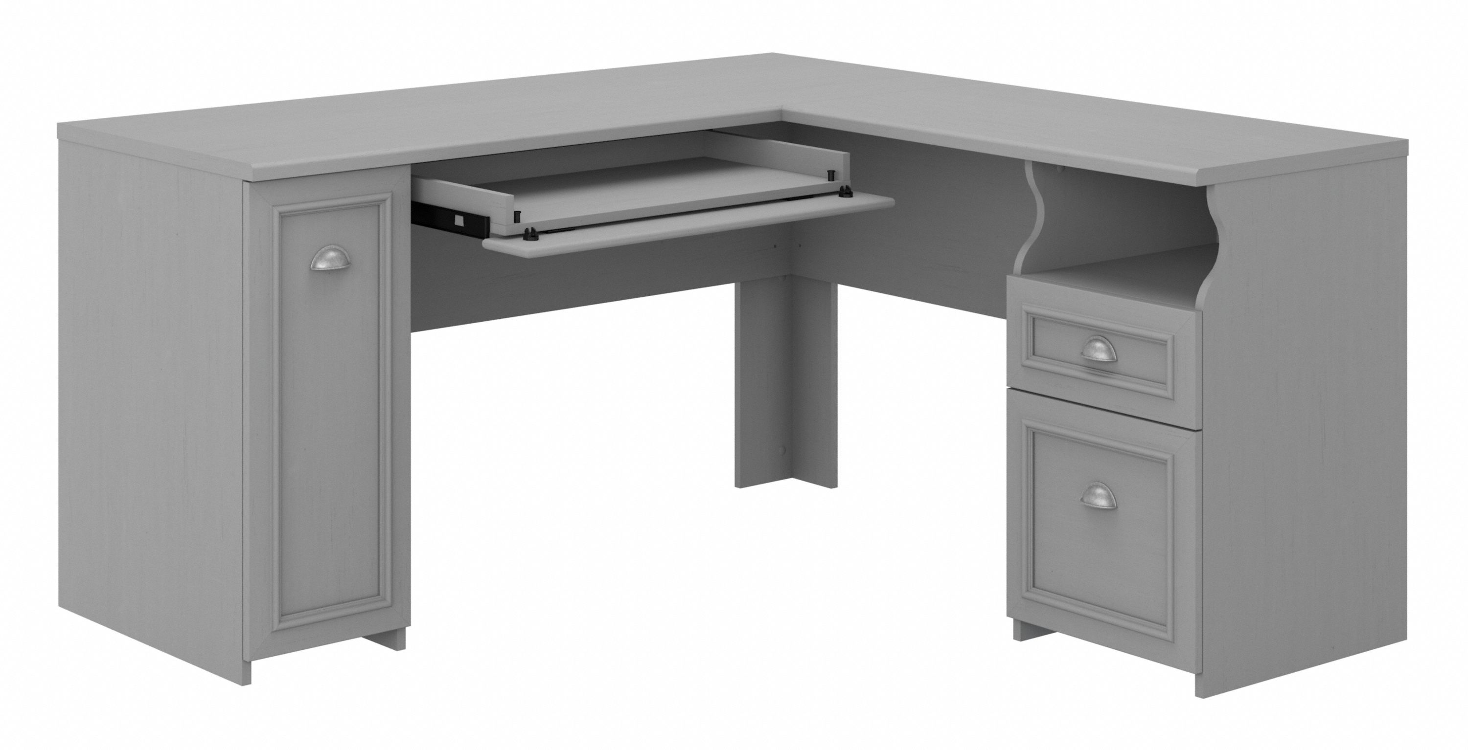 Shop Bush Furniture Fairview 60W L Shaped Desk with Drawers and Storage Cabinet 02 WC53530-03K #color_cape cod gray