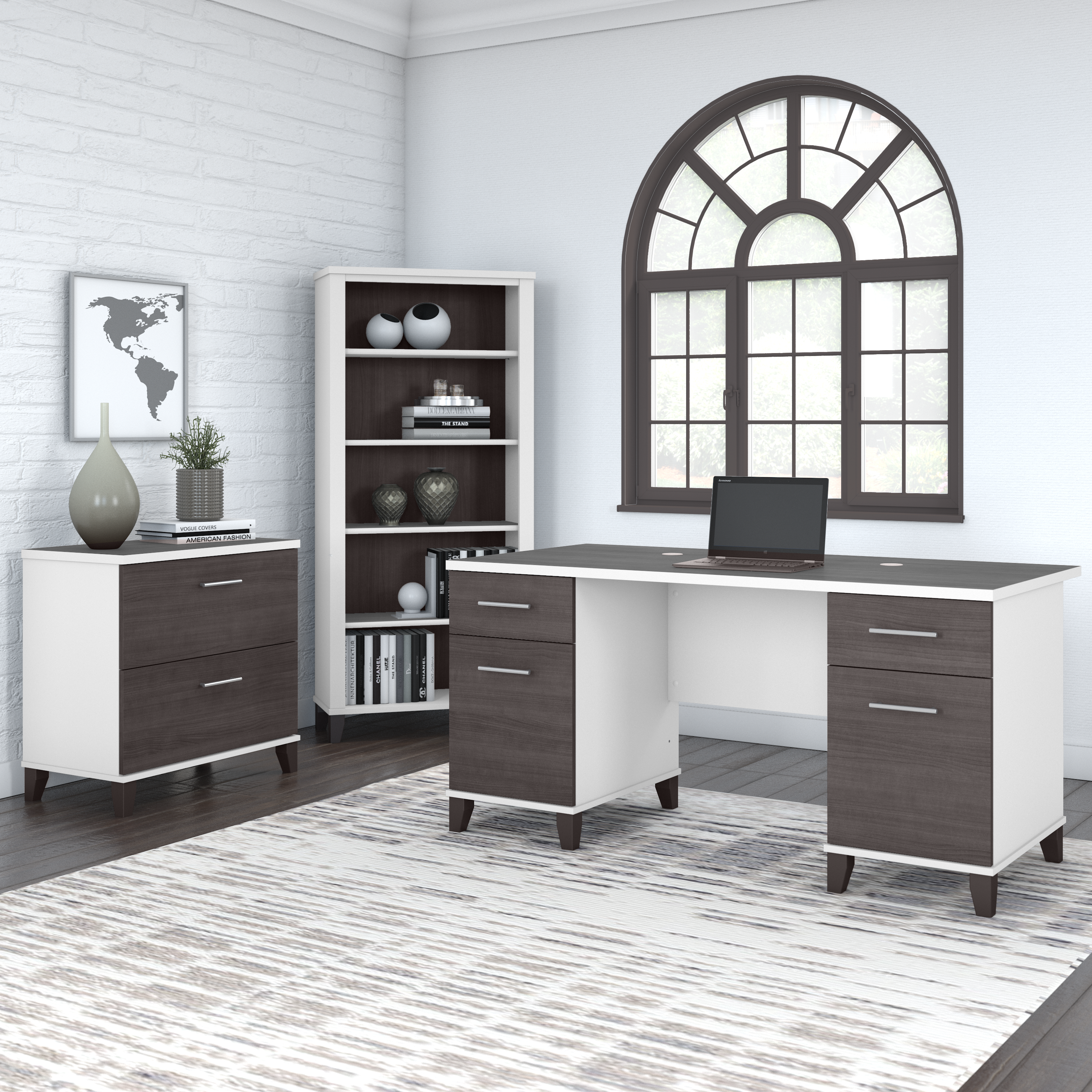 Shop Bush Furniture Somerset 2 Drawer Lateral File Cabinet 08 WC81080 #color_storm gray/white