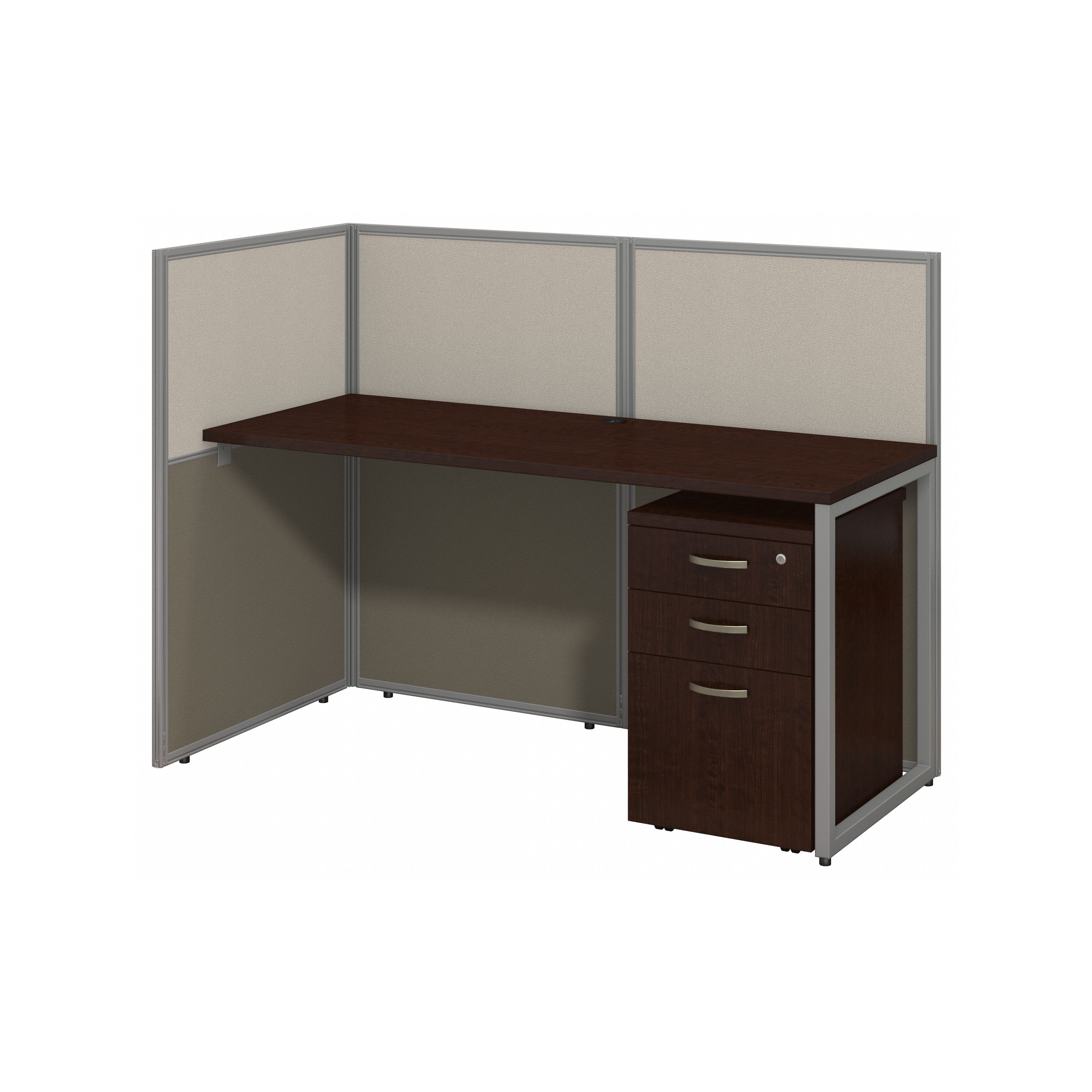 Shop Bush Business Furniture Easy Office 60W Cubicle Desk with File Cabinet and 45H Open Panels Workstation 02 EOD160SMR-03K #color_mocha cherry