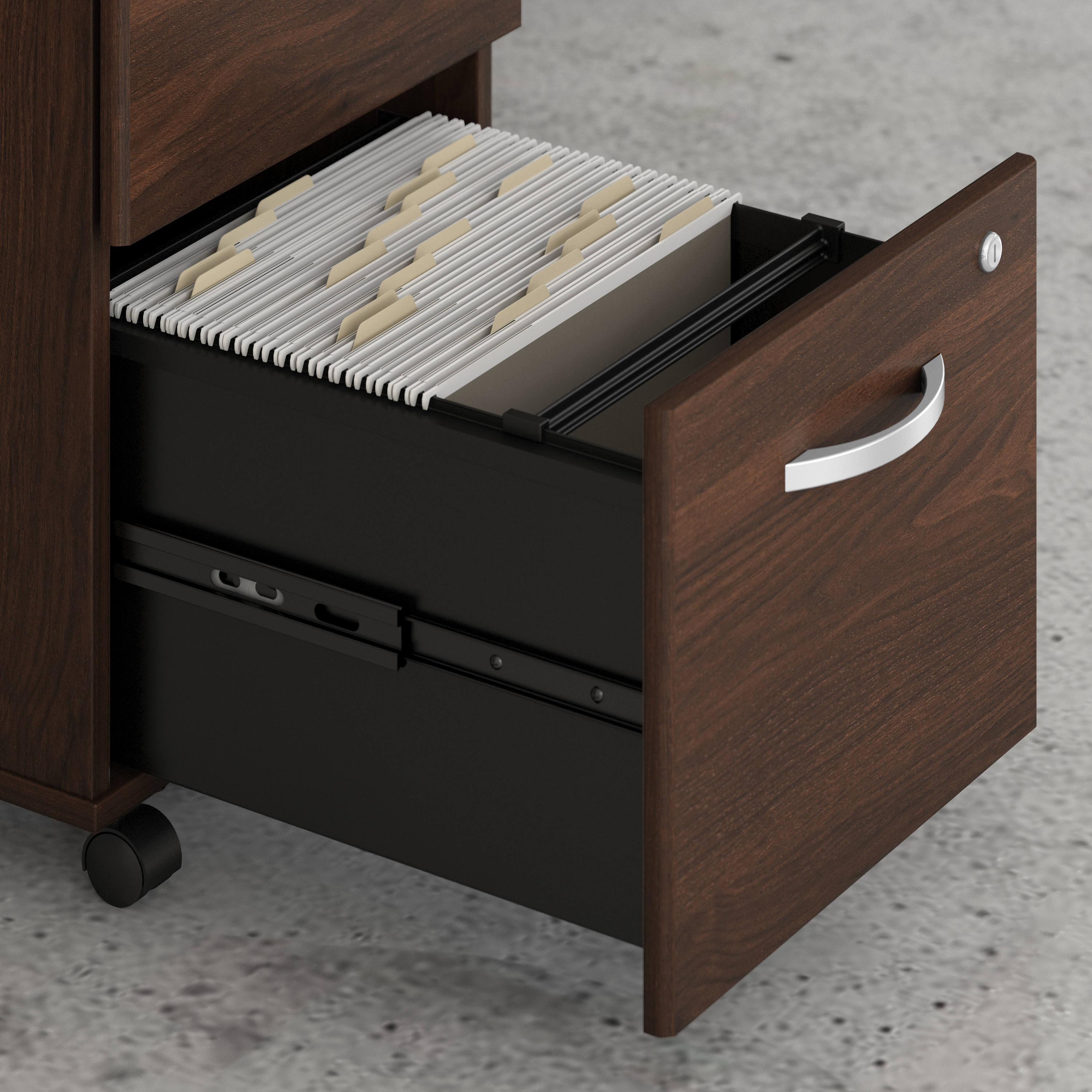 Shop Bush Business Furniture Hybrid 2 Drawer Mobile File Cabinet - Assembled 03 HYF116BWSU-Z #color_black walnut