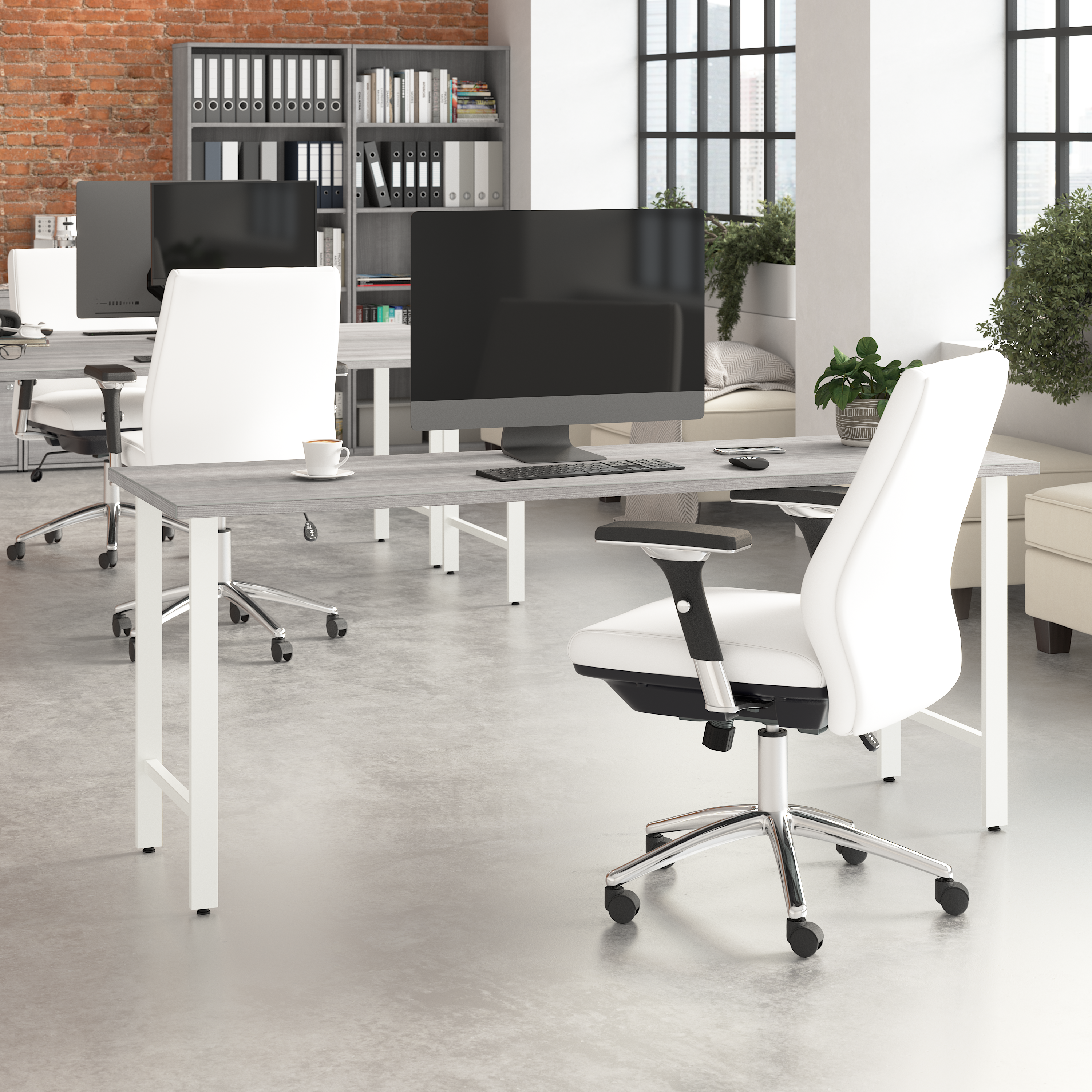 Shop Bush Business Furniture Hustle 72W x 24D Computer Desk with Metal Legs 01 HUD172PG #color_platinum gray