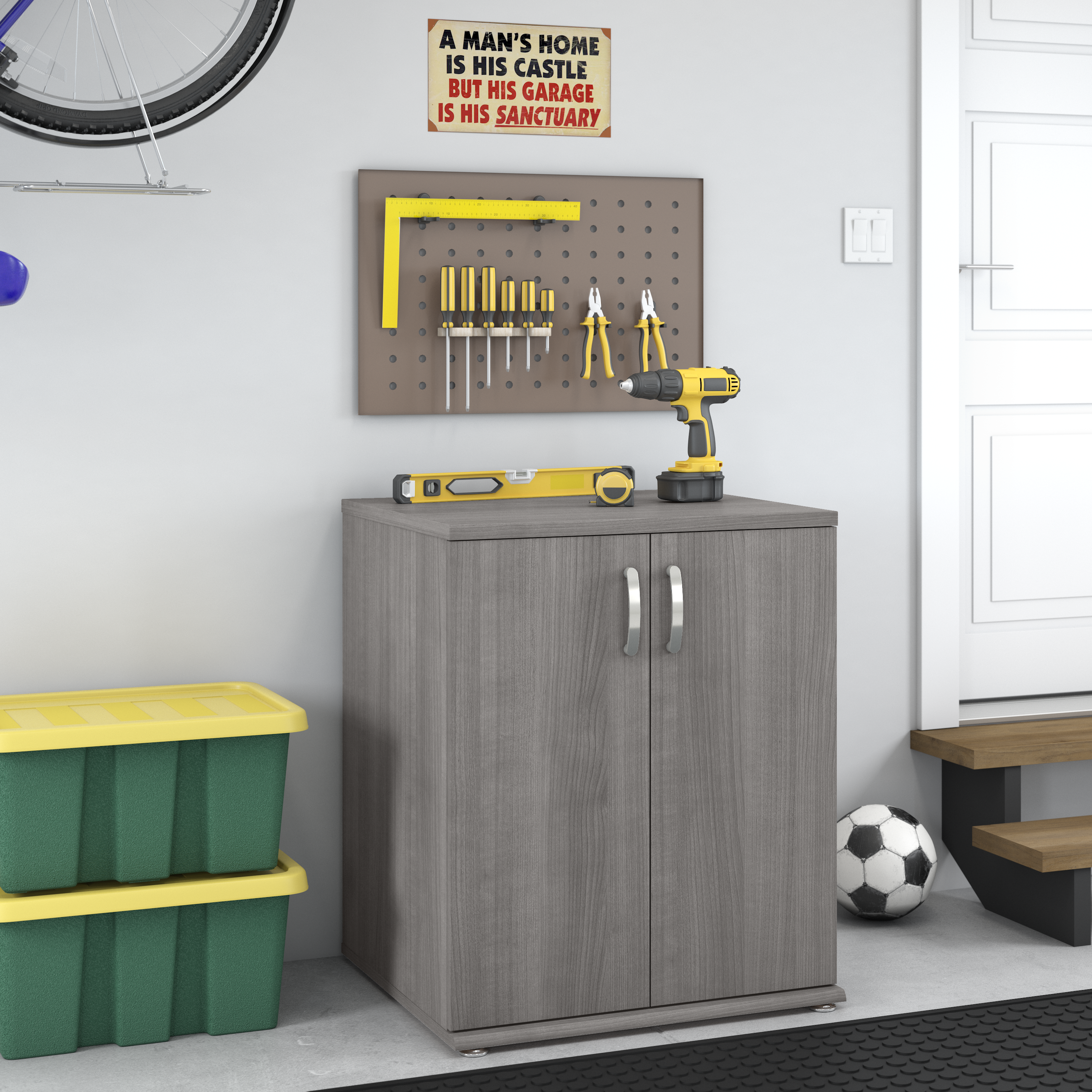 Shop Bush Business Furniture Universal Garage Storage Cabinet with Doors and Shelves 01 GAS128PG-Z #color_platinum gray