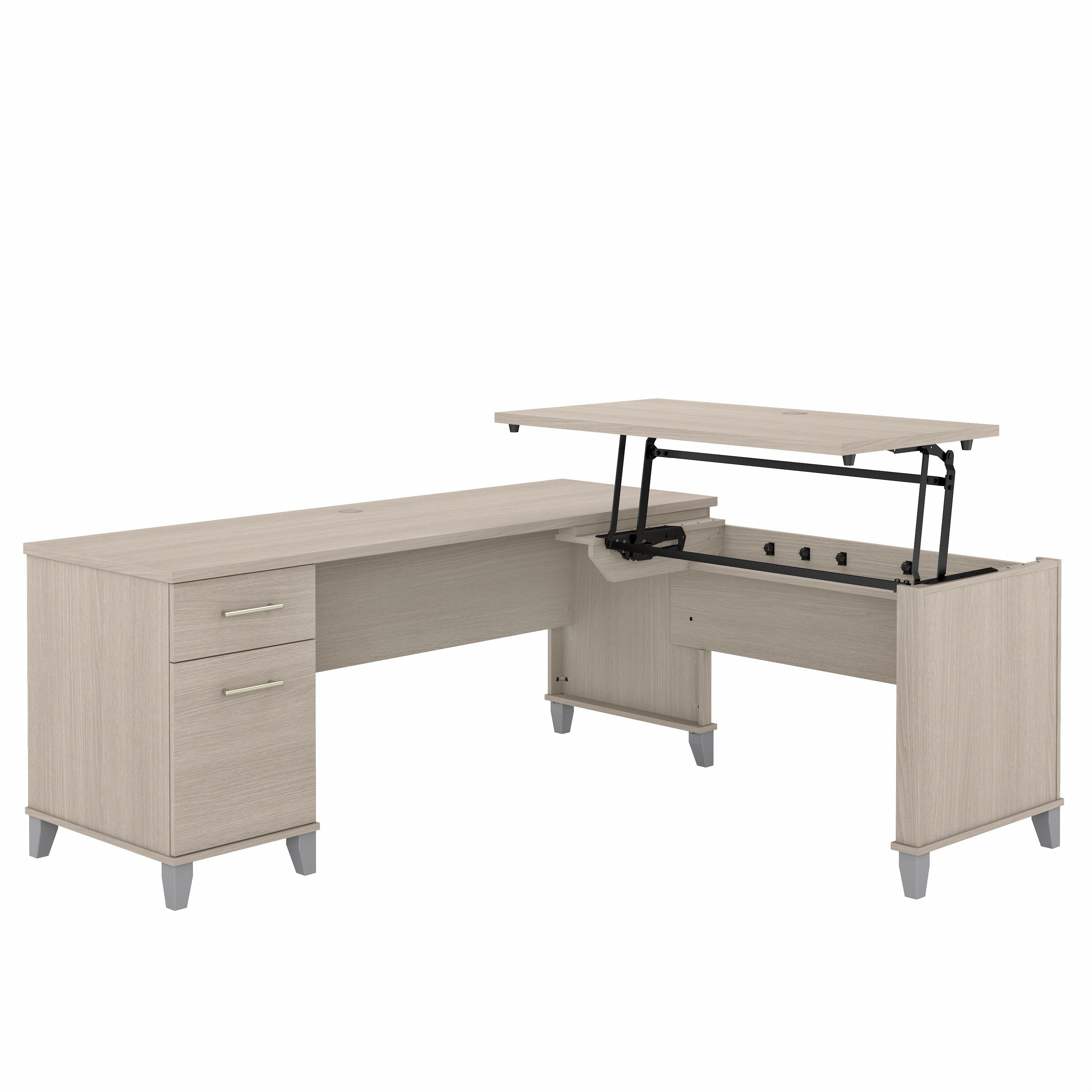 Shop Bush Furniture Somerset 72W 3 Position Sit to Stand L Shaped Desk 02 SET014SO #color_sand oak
