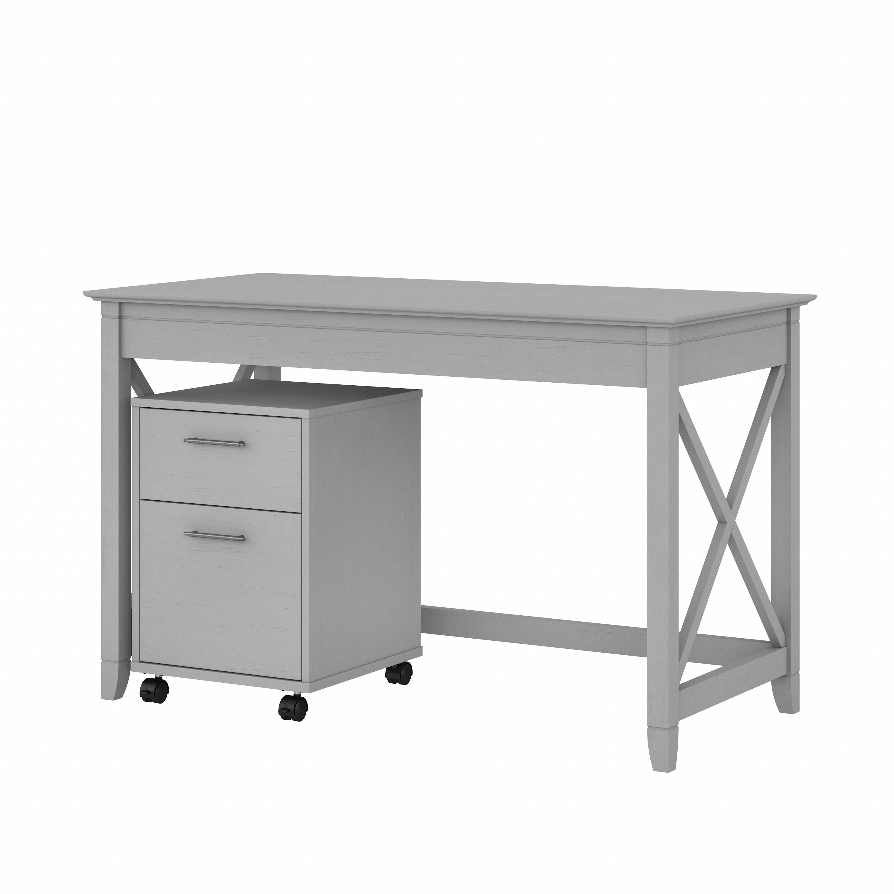 Shop Bush Furniture Key West 48W Writing Desk with 2 Drawer Mobile File Cabinet 02 KWS001CG #color_cape cod gray