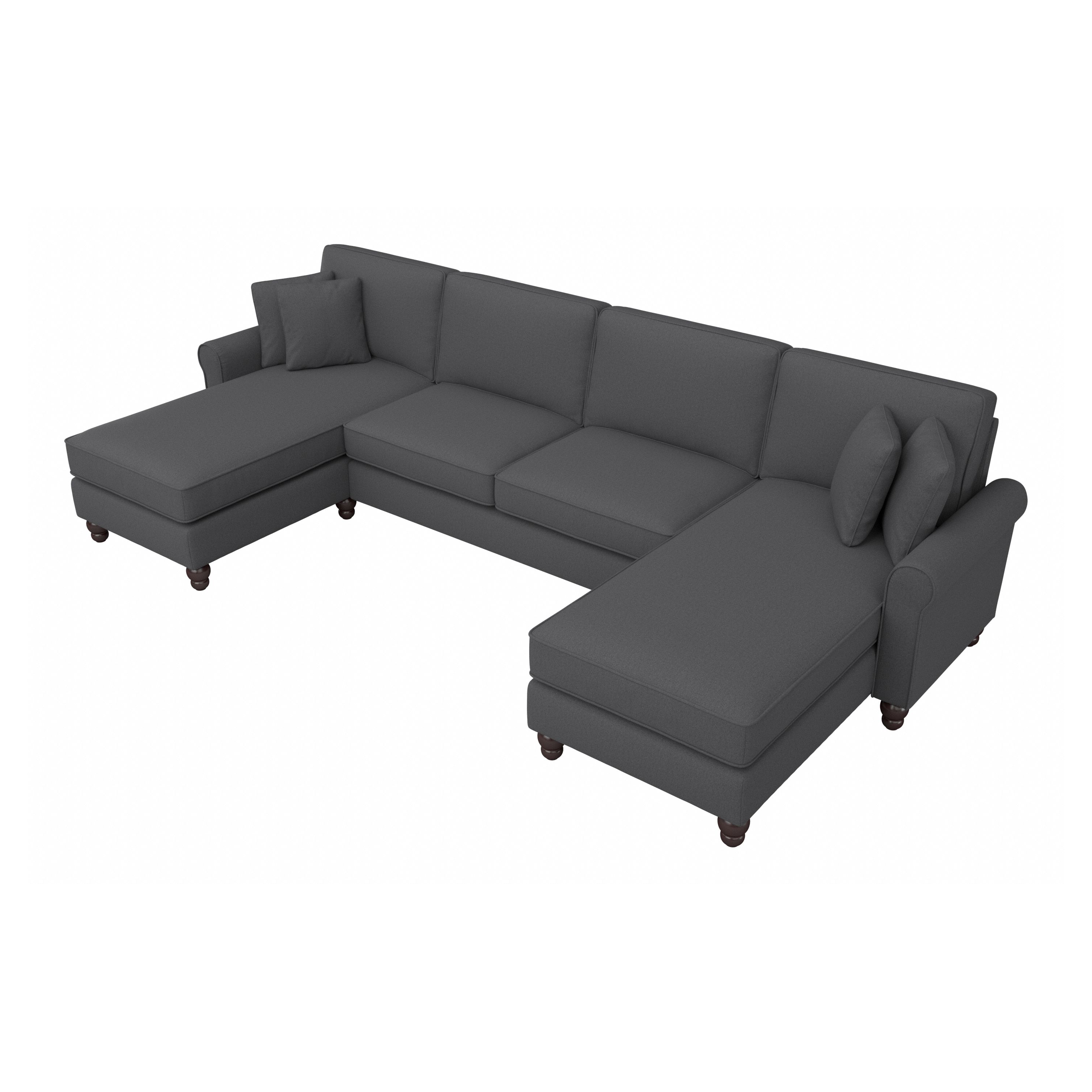 Shop Bush Furniture Hudson 131W Sectional Couch with Double Chaise Lounge 02 HDY130BCGH-03K #color_charcoal gray herringbone fabr