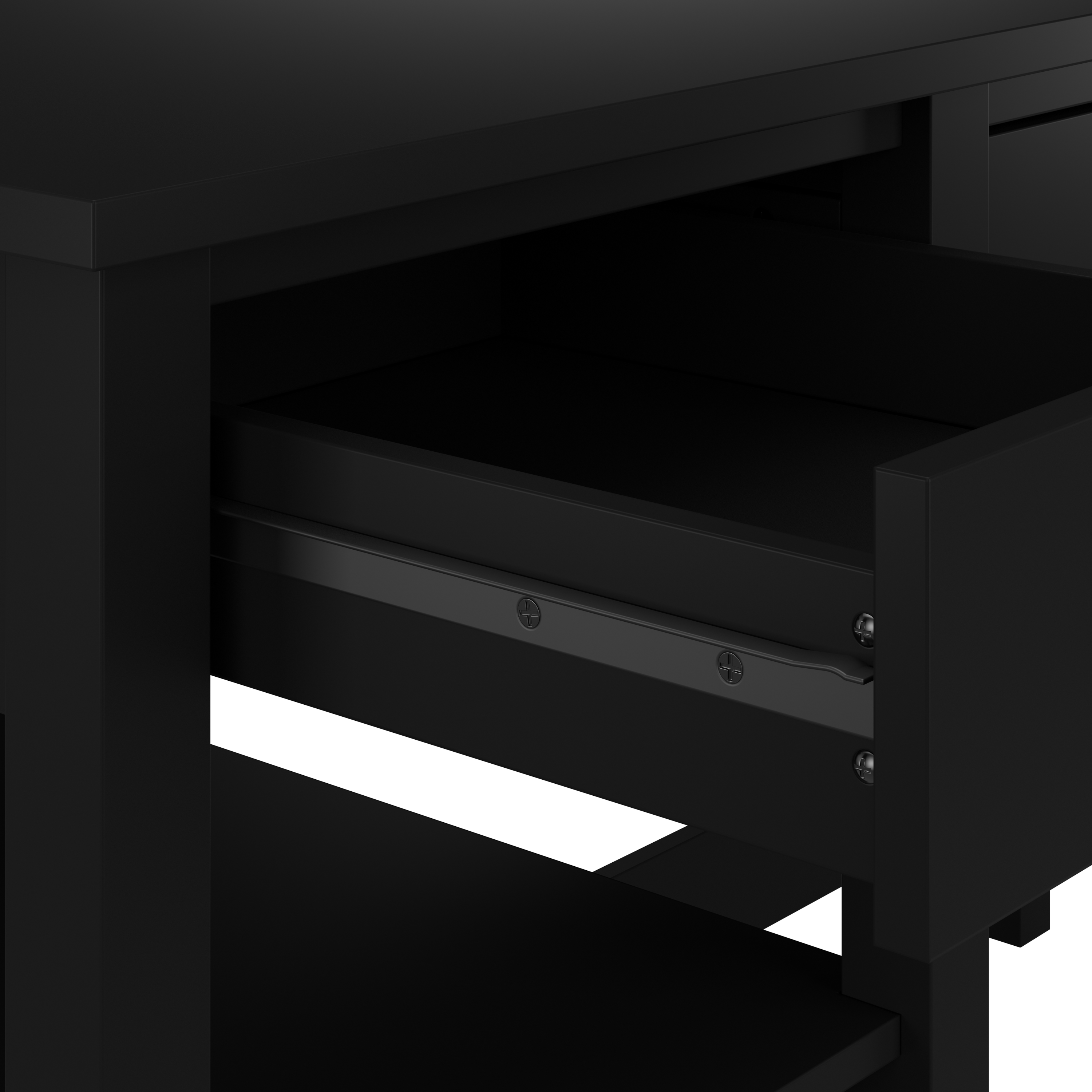 Shop Bush Furniture Broadview 54W Computer Desk with Shelves 04 BDD154CBL-03 #color_classic black