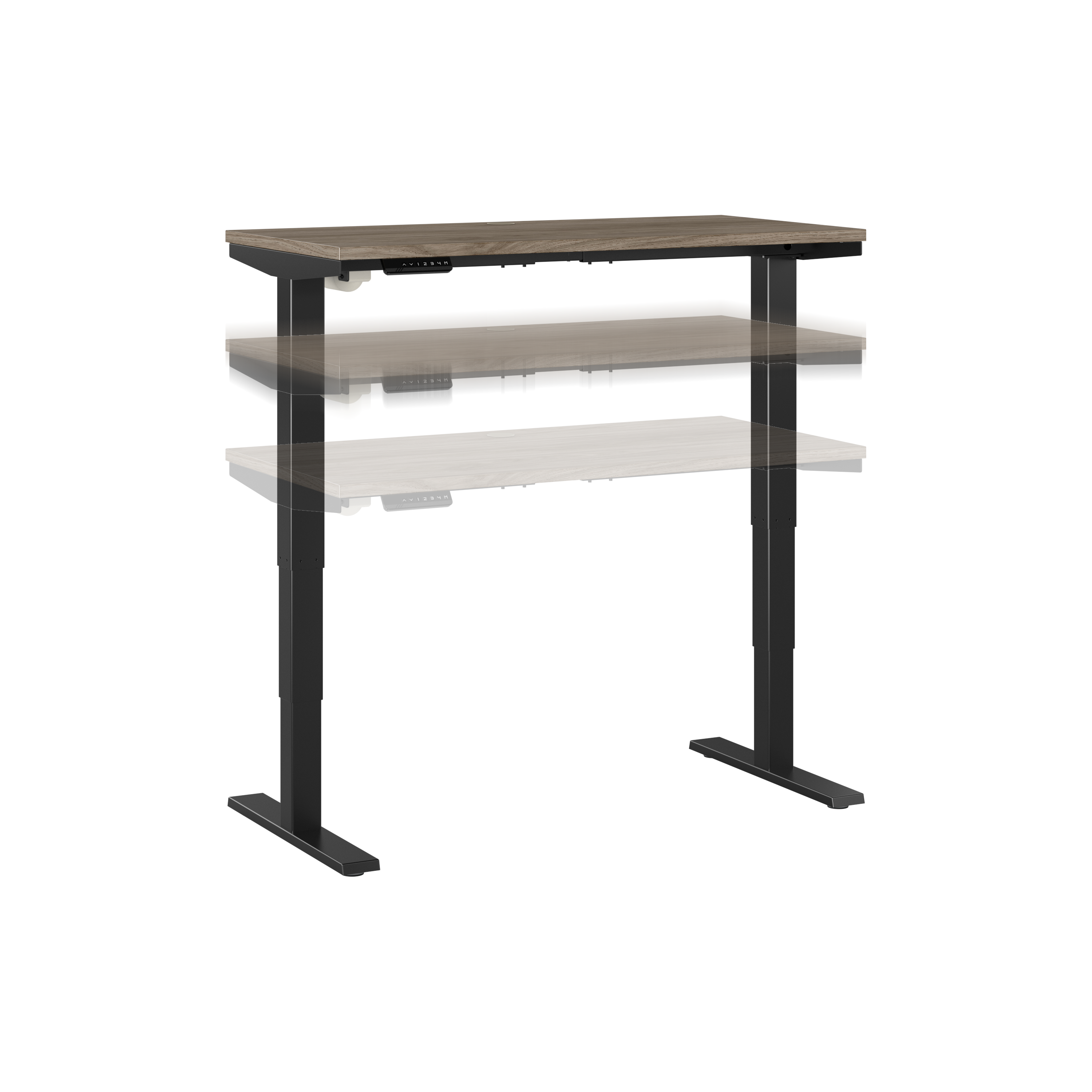 Shop Move 40 Series by Bush Business Furniture 48W x 24D Electric Height Adjustable Standing Desk 02 M4S4824MHBK #color_modern hickory/black powder coat