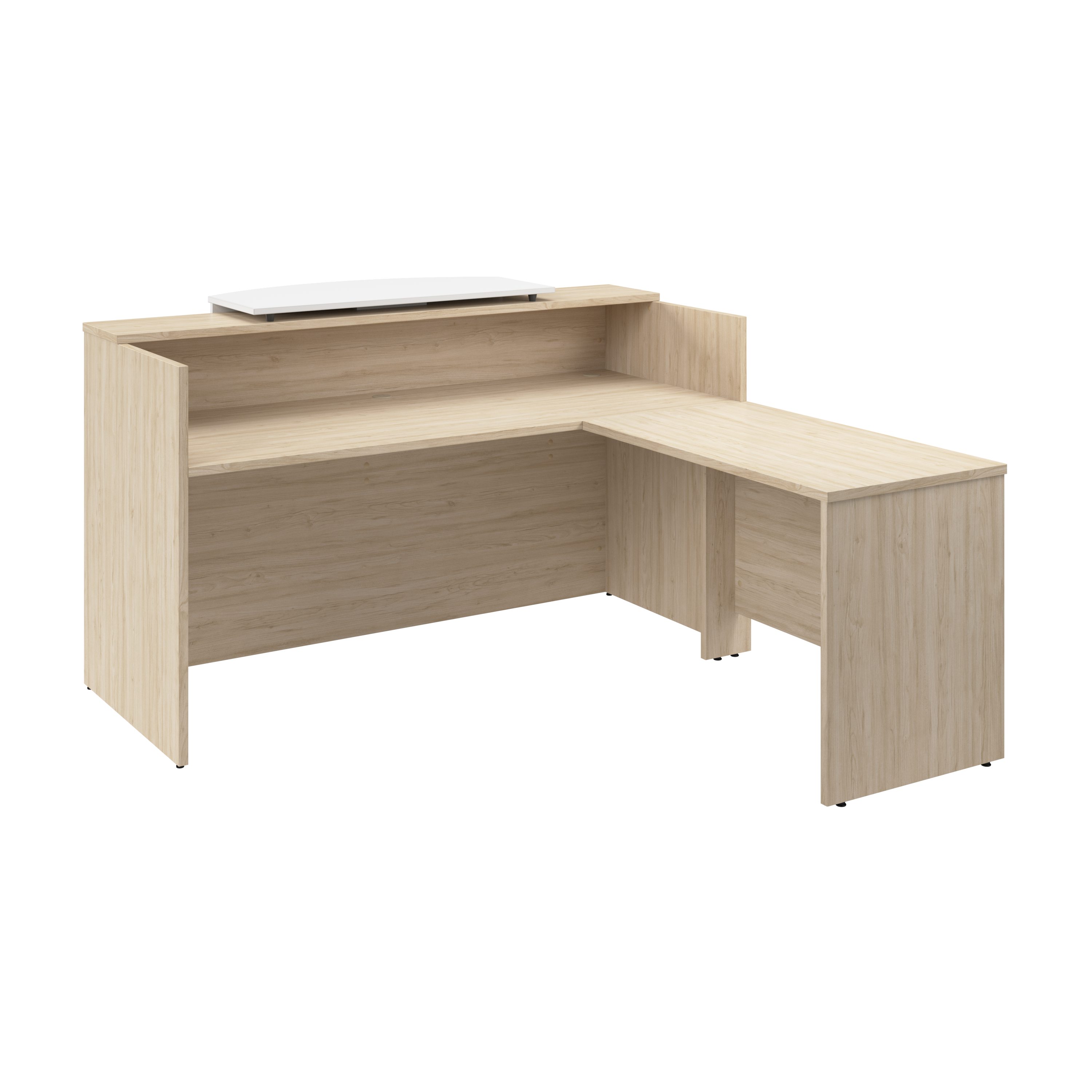 Shop Bush Business Furniture Arrive 72W x 72D L Shaped Reception Desk with Counter 02 ARV009NE #color_natural elm