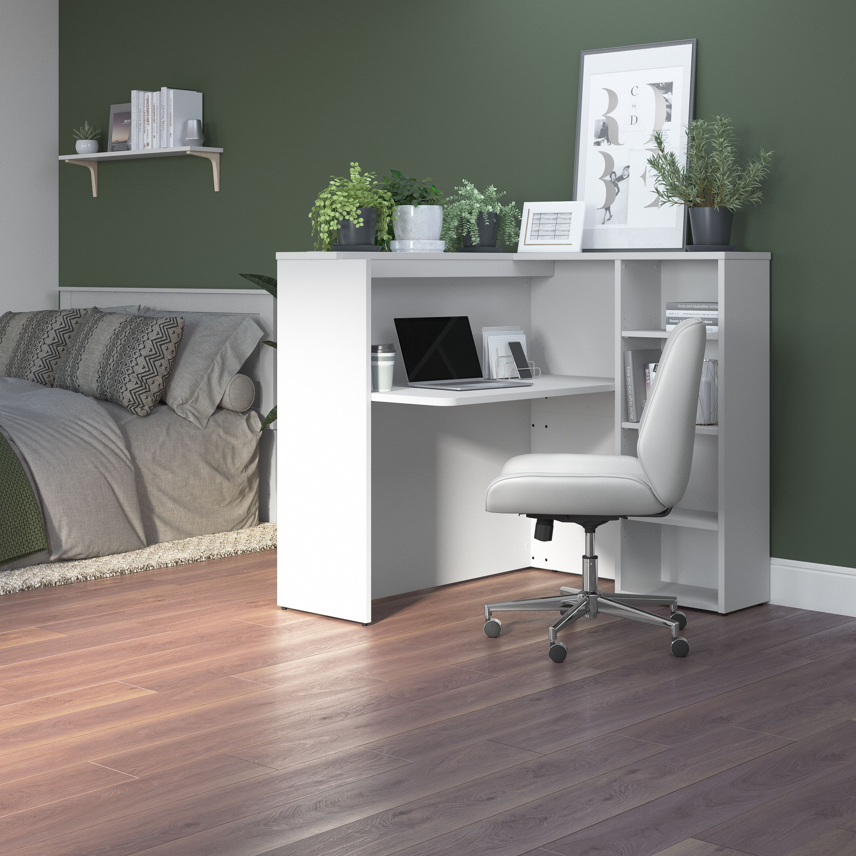 Shop Bush Business Furniture Studio C 48W Privacy Desk with Shelves 01 SCD248WHK #color_white