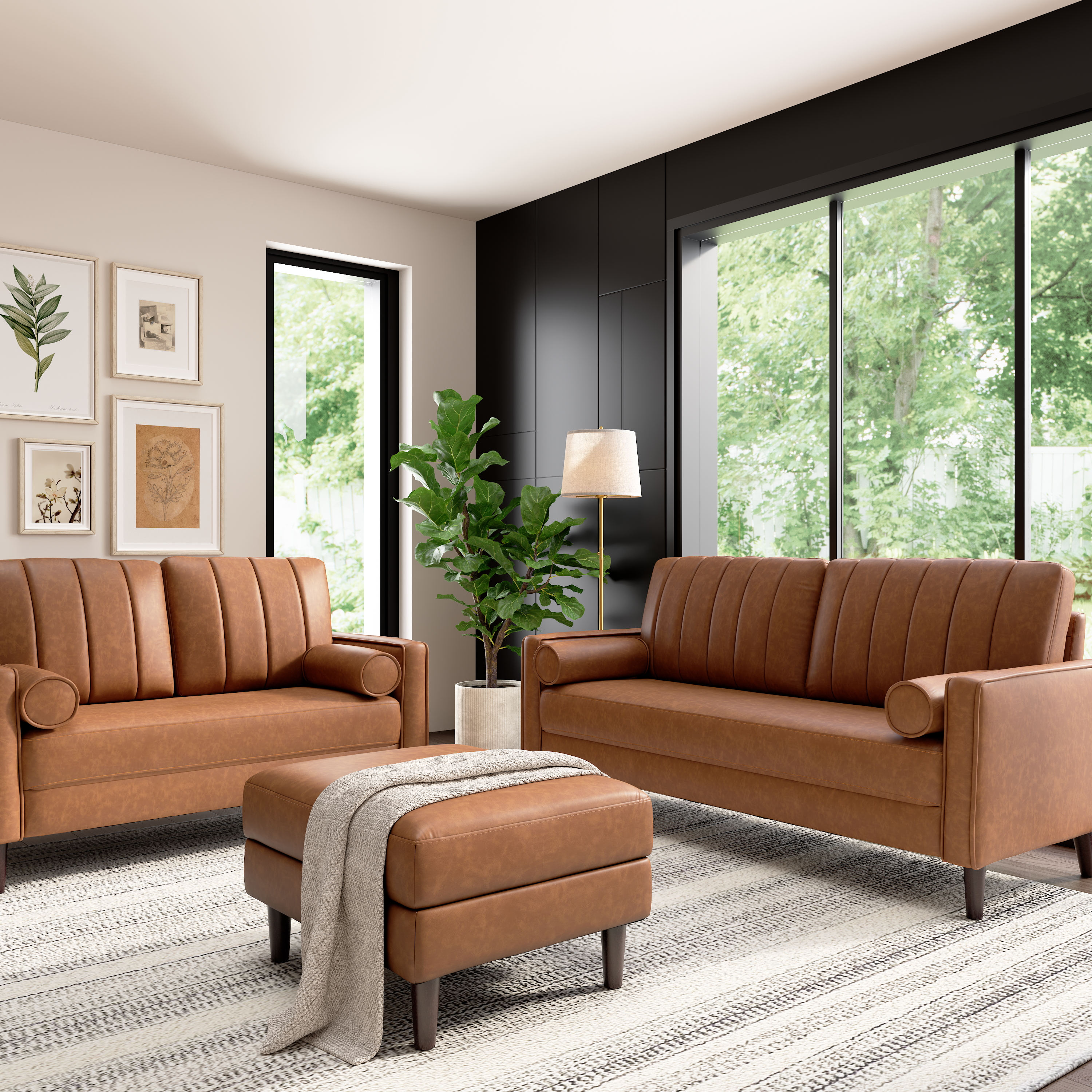 Shop Bush Home Max 77W Sofa, 54W Loveseat, and Storage Ottoman MAX005BCL 2 #color_buffed camel leather