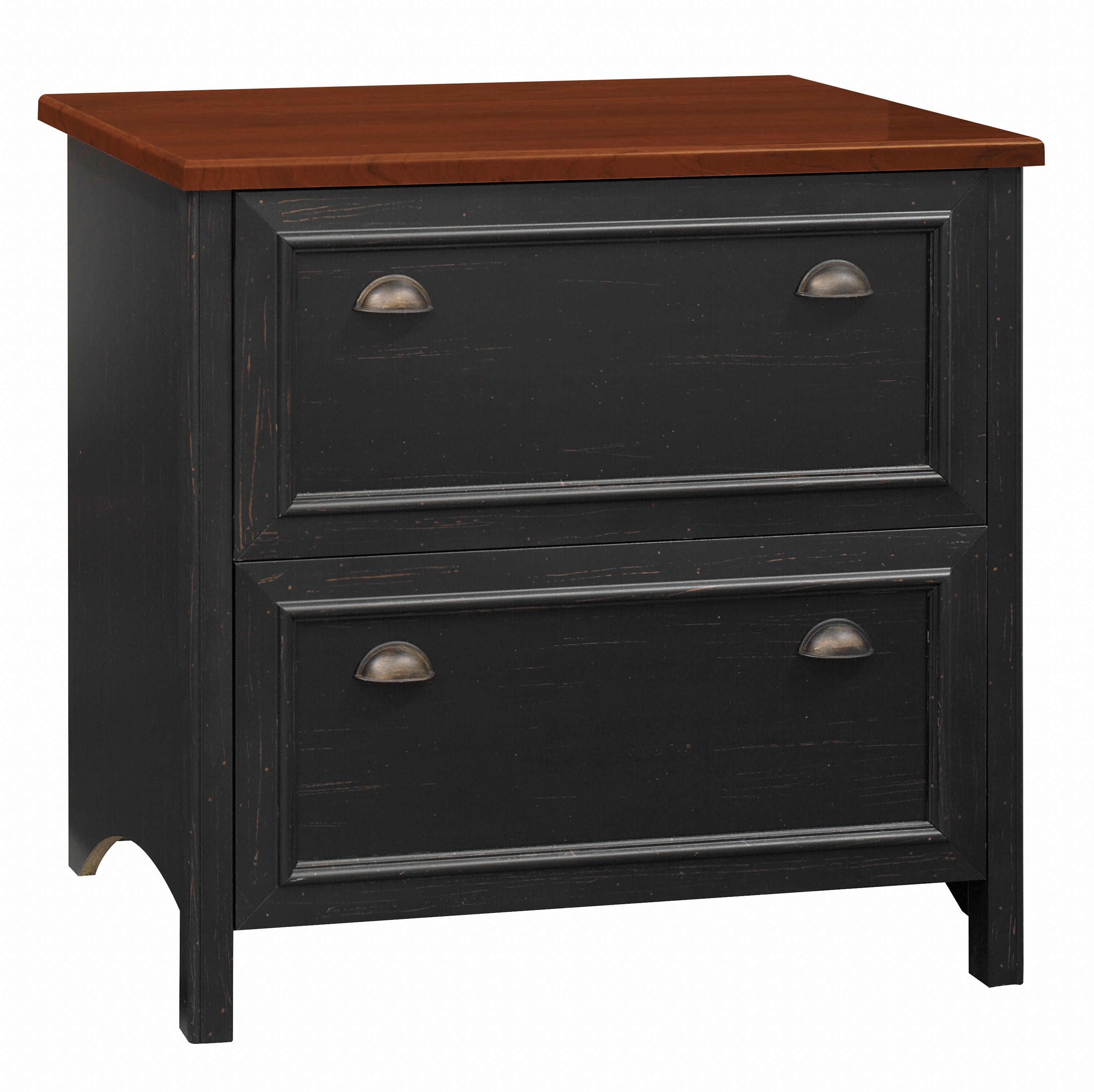 Shop Bush Furniture Fairview 2 Drawer Lateral File Cabinet 02 WC53984-03 #color_antique black/hansen cherry