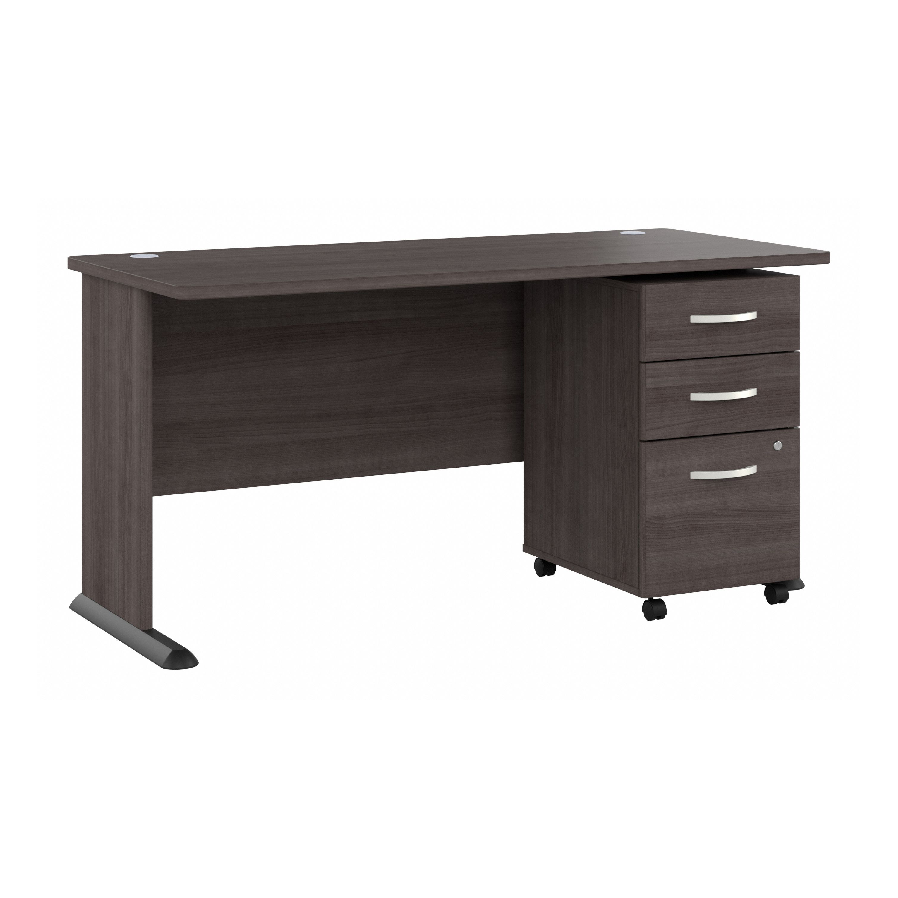 Shop Bush Business Furniture Studio A 60W Computer Desk with 3 Drawer Mobile File Cabinet 02 STA002SGSU #color_storm gray