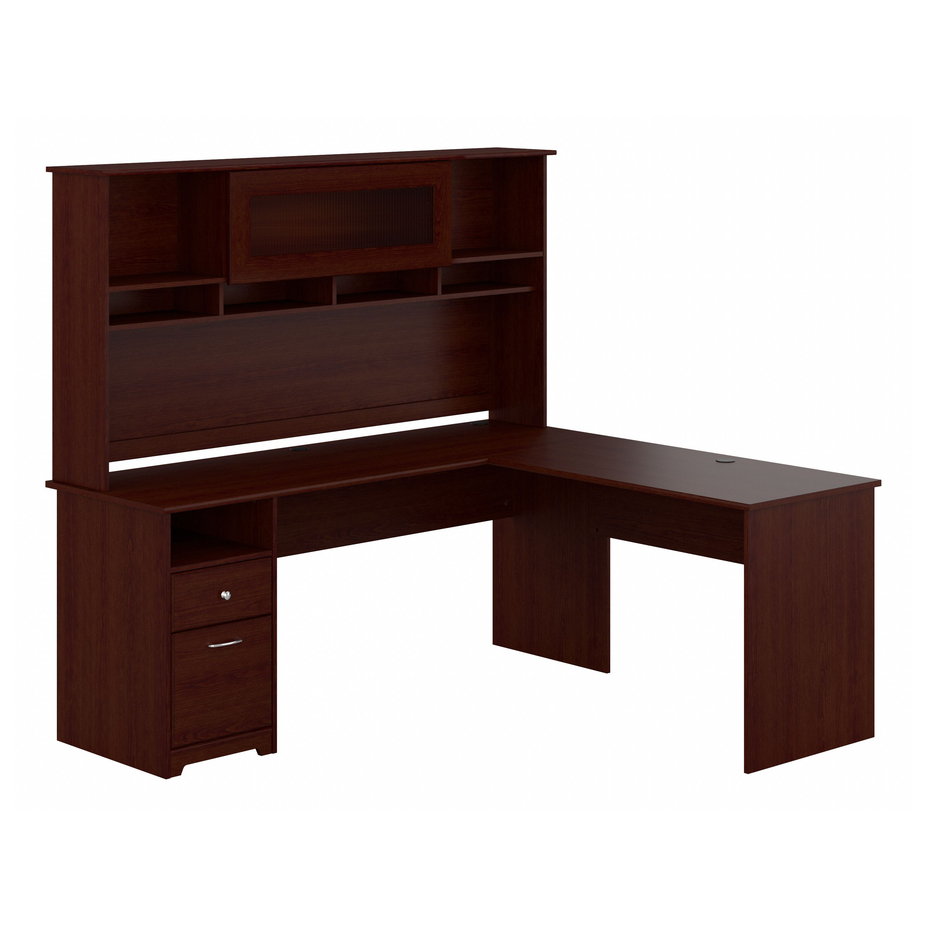 Shop Bush Furniture Cabot 72W L Shaped Computer Desk with Hutch and Drawers 02 CAB053HVC #color_harvest cherry