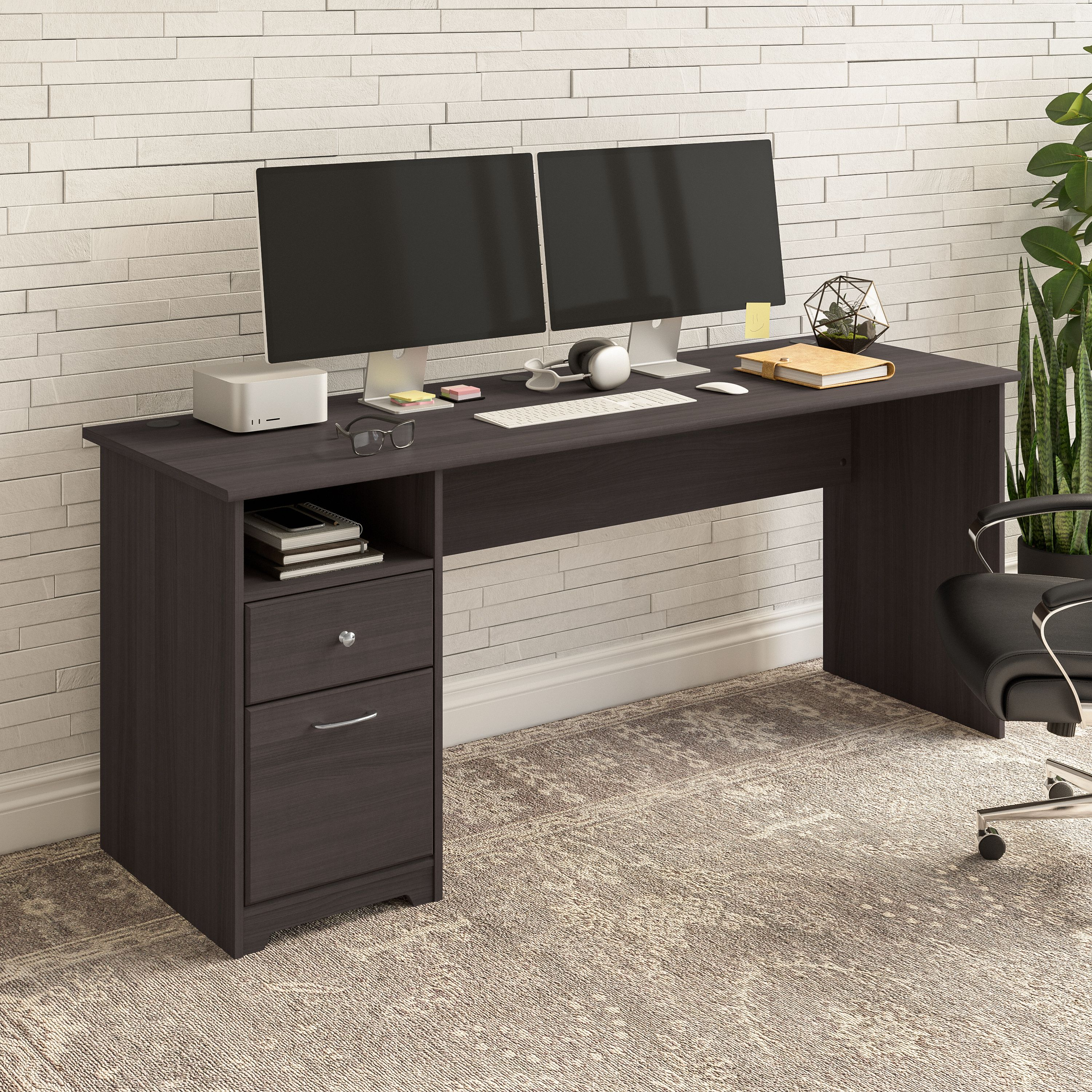 Shop Bush Furniture Cabot 72W Computer Desk with Drawers 01 WC31772 #color_heather gray