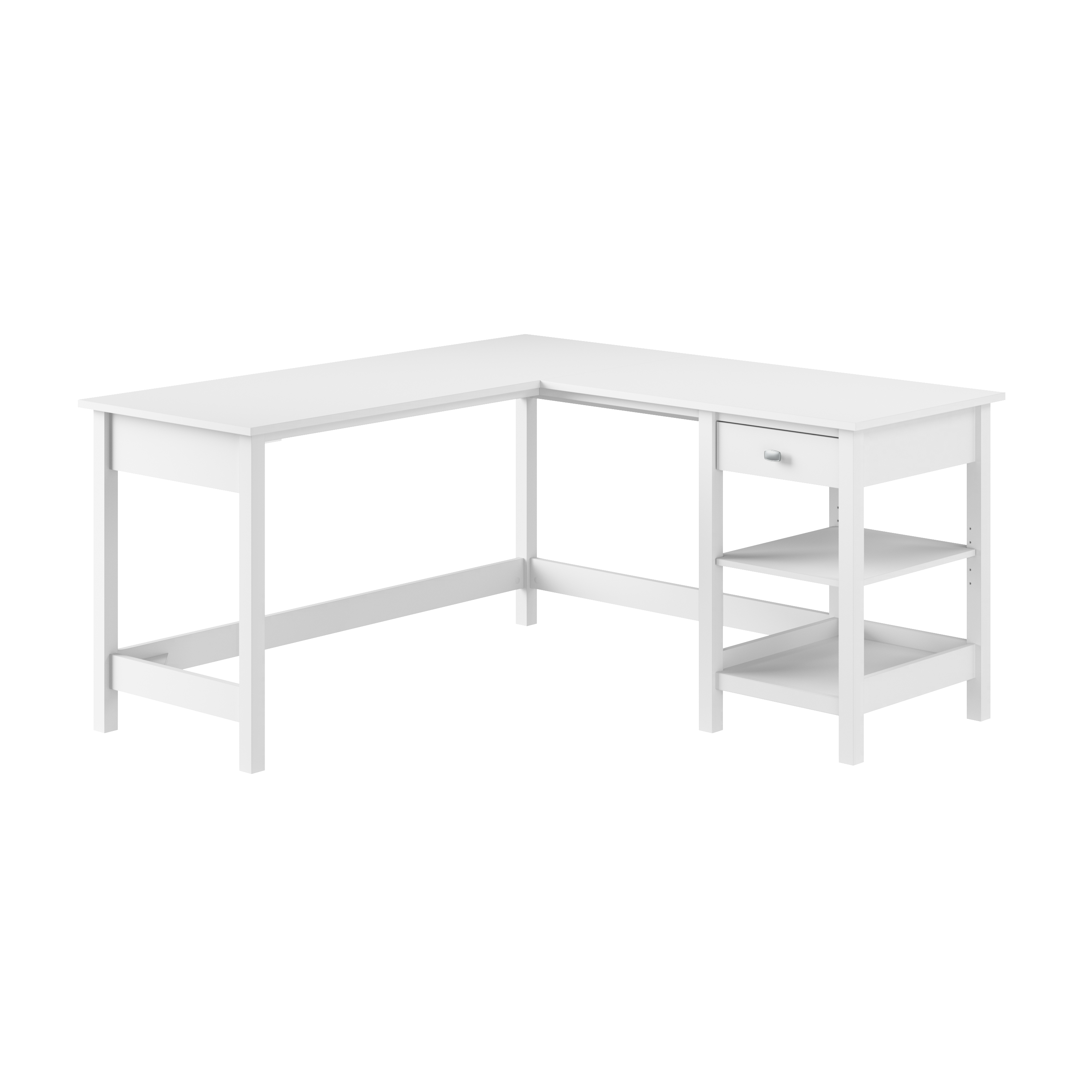 Shop Bush Furniture Broadview 60W L Shaped Computer Desk with Storage 02 BDD260WH-03 #color_pure white