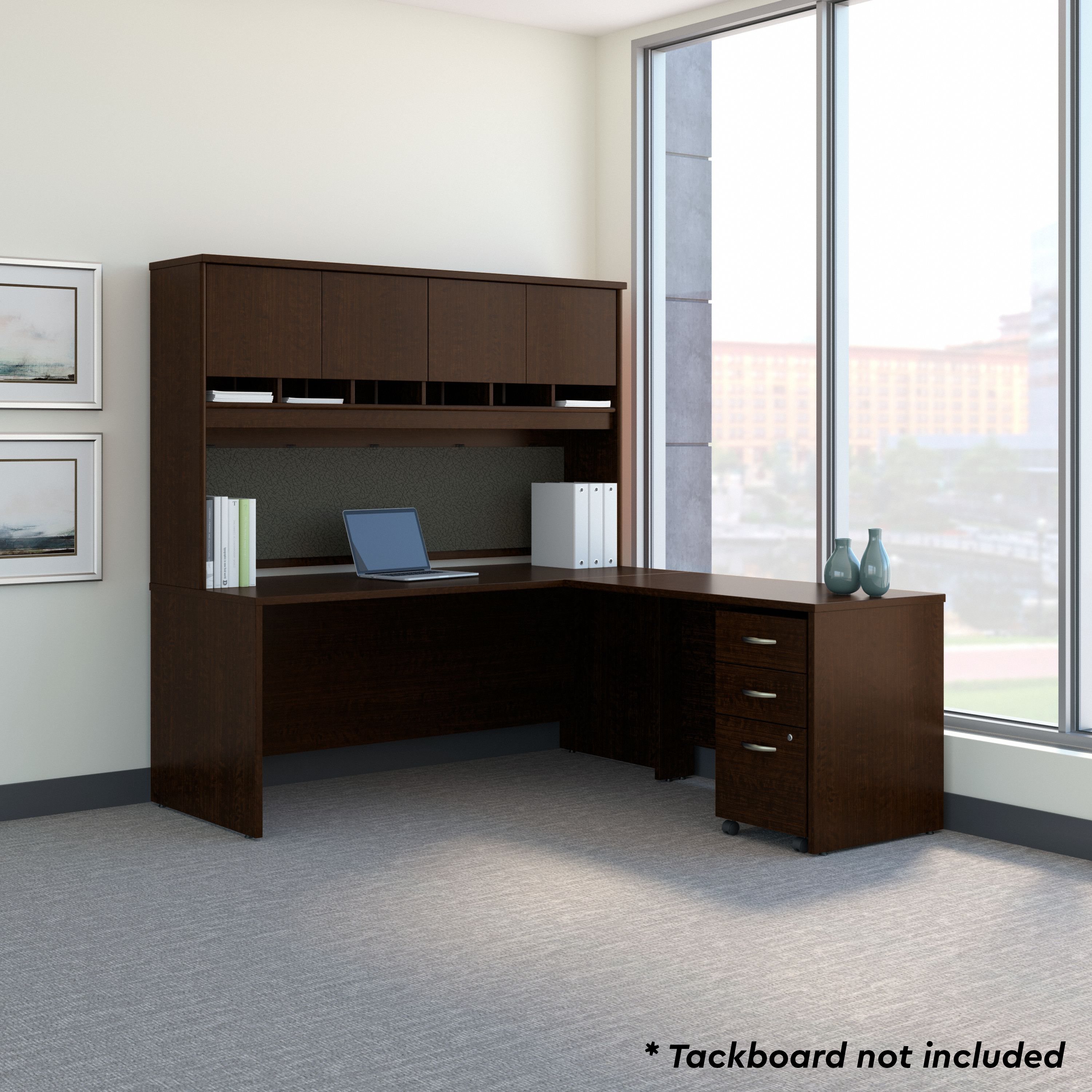 Shop Bush Business Furniture Series C 72W L Shaped Desk with Hutch and Mobile File Cabinet 01 SRC0018MRSU #color_mocha cherry