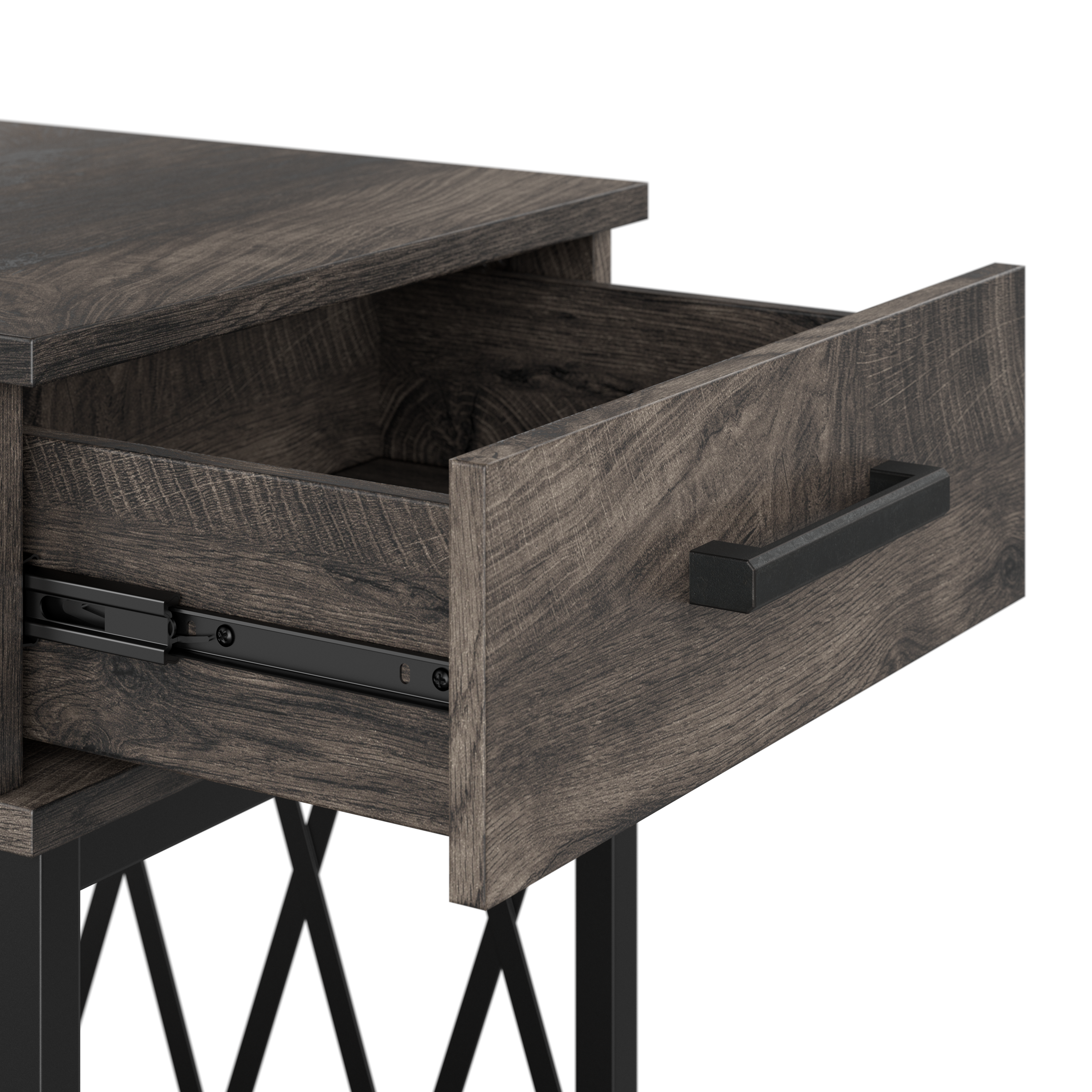 Shop Bush Furniture City Park Industrial Console Table with Drawers and Shelves 03 CPT148GH-03 #color_dark gray hickory