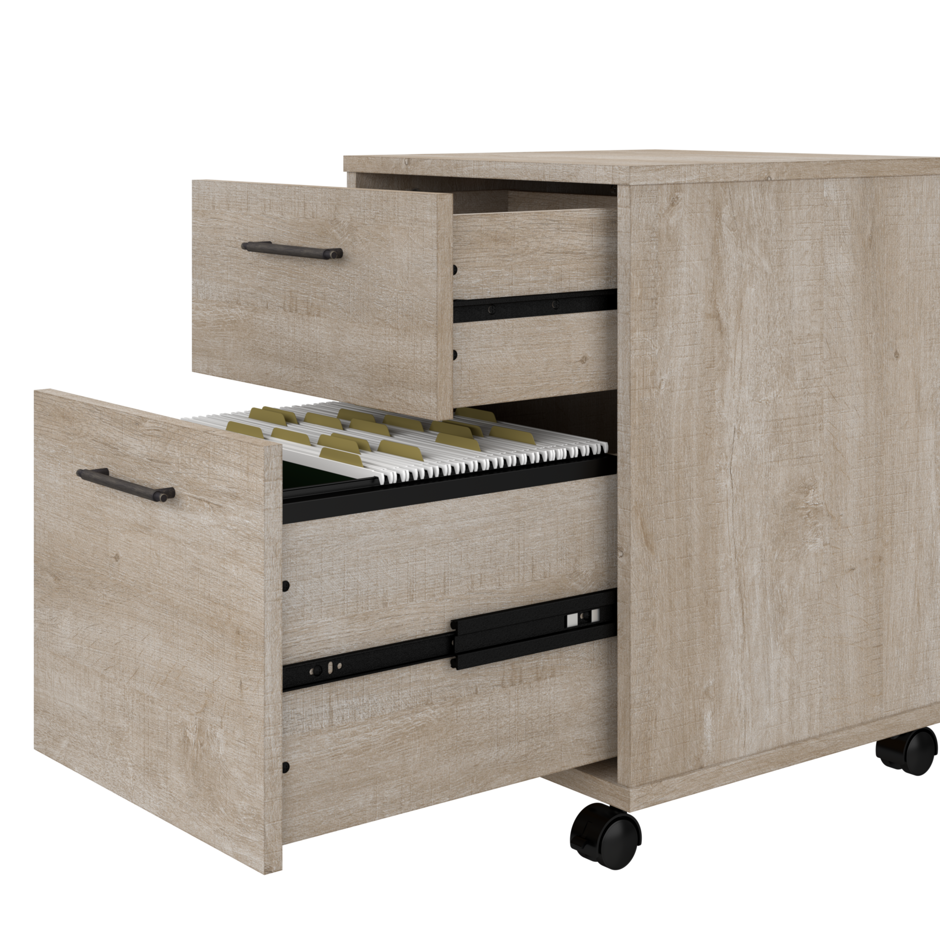 Shop Bush Furniture Key West 60W L Shaped Desk with 2 Drawer Mobile File Cabinet 03 KWS013WG #color_washed gray