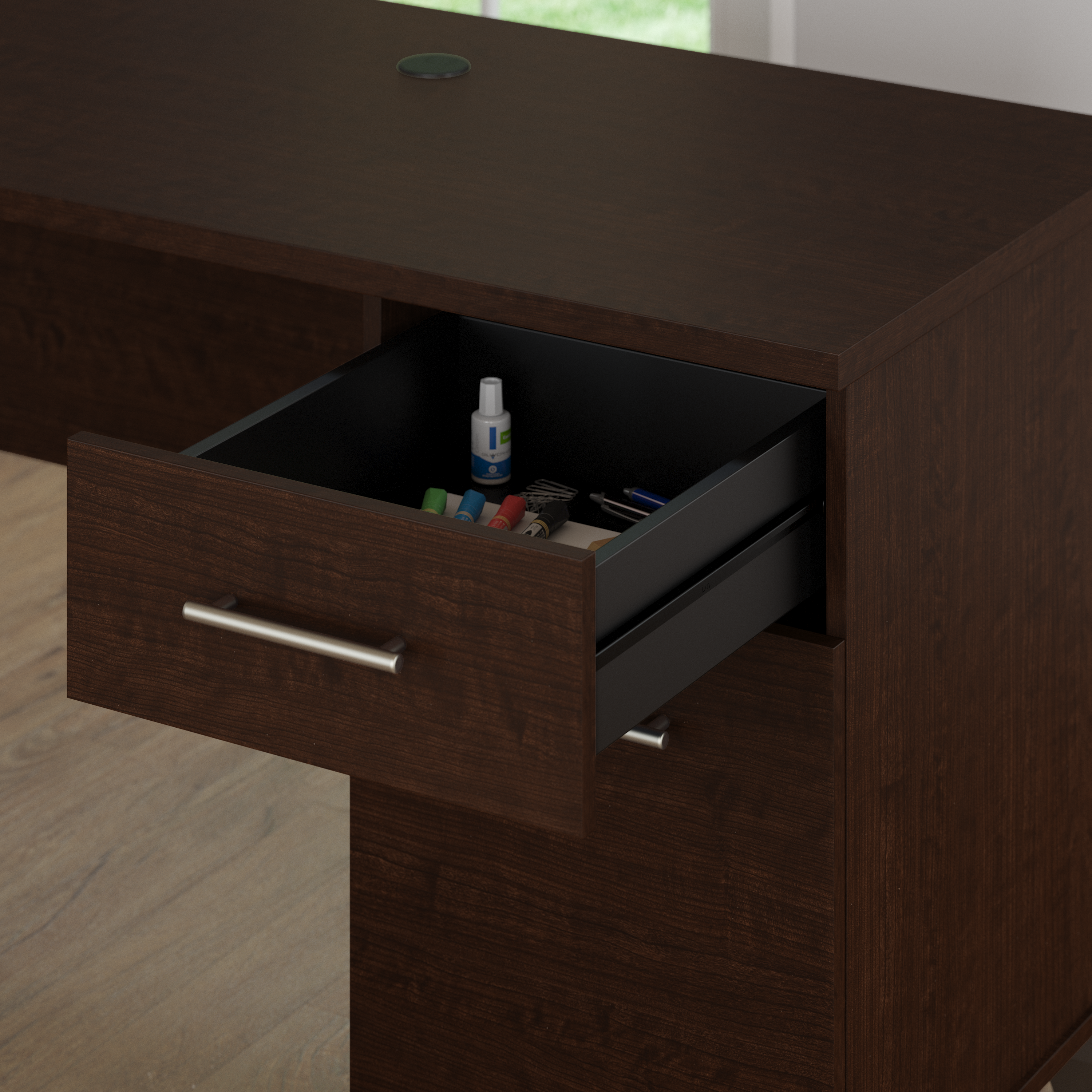 Shop Bush Furniture Somerset 60W L Shaped Desk with Storage 04 WC81830K #color_mocha cherry