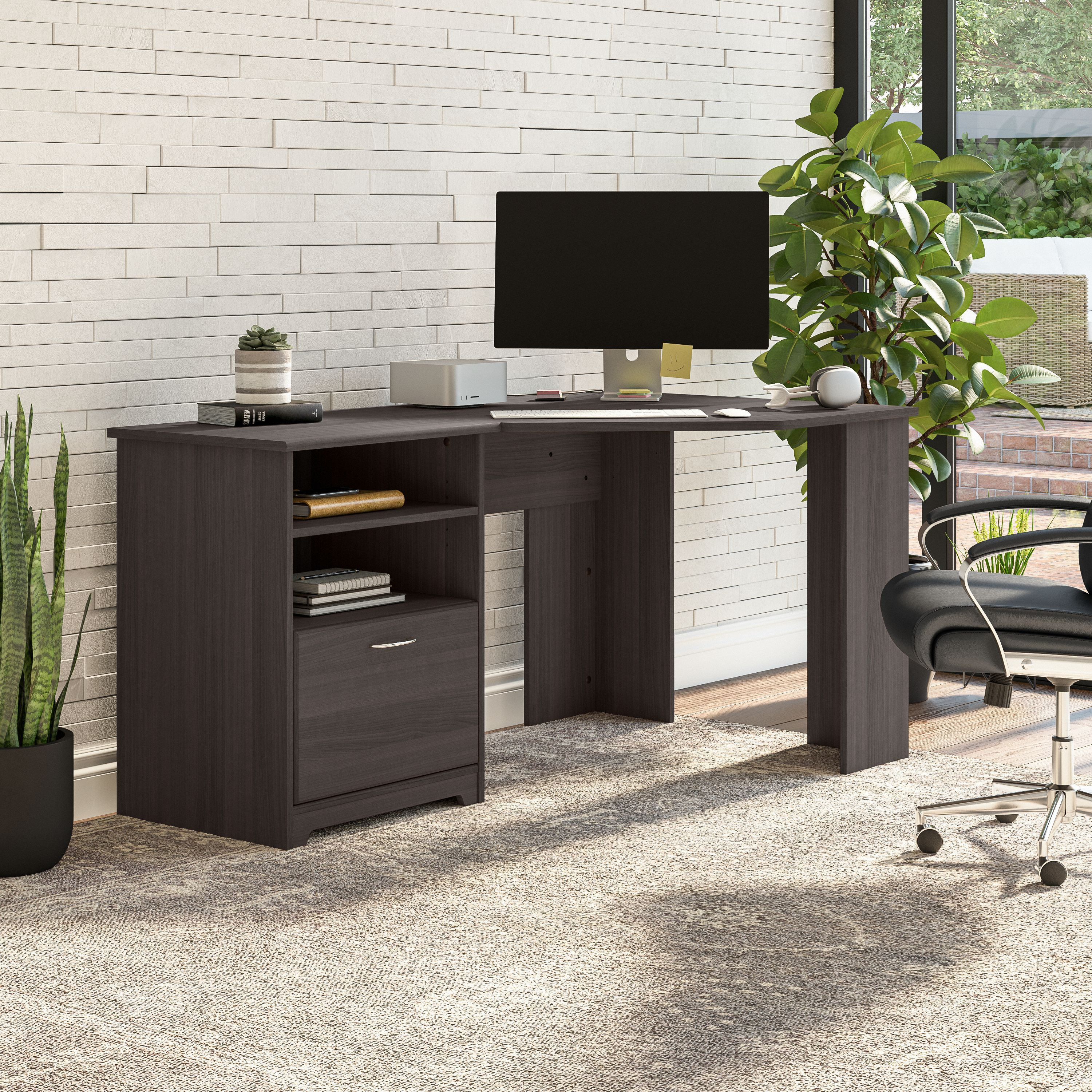 Shop Bush Furniture Cabot 60W Corner Desk with Storage 01 WC31715K #color_heather gray