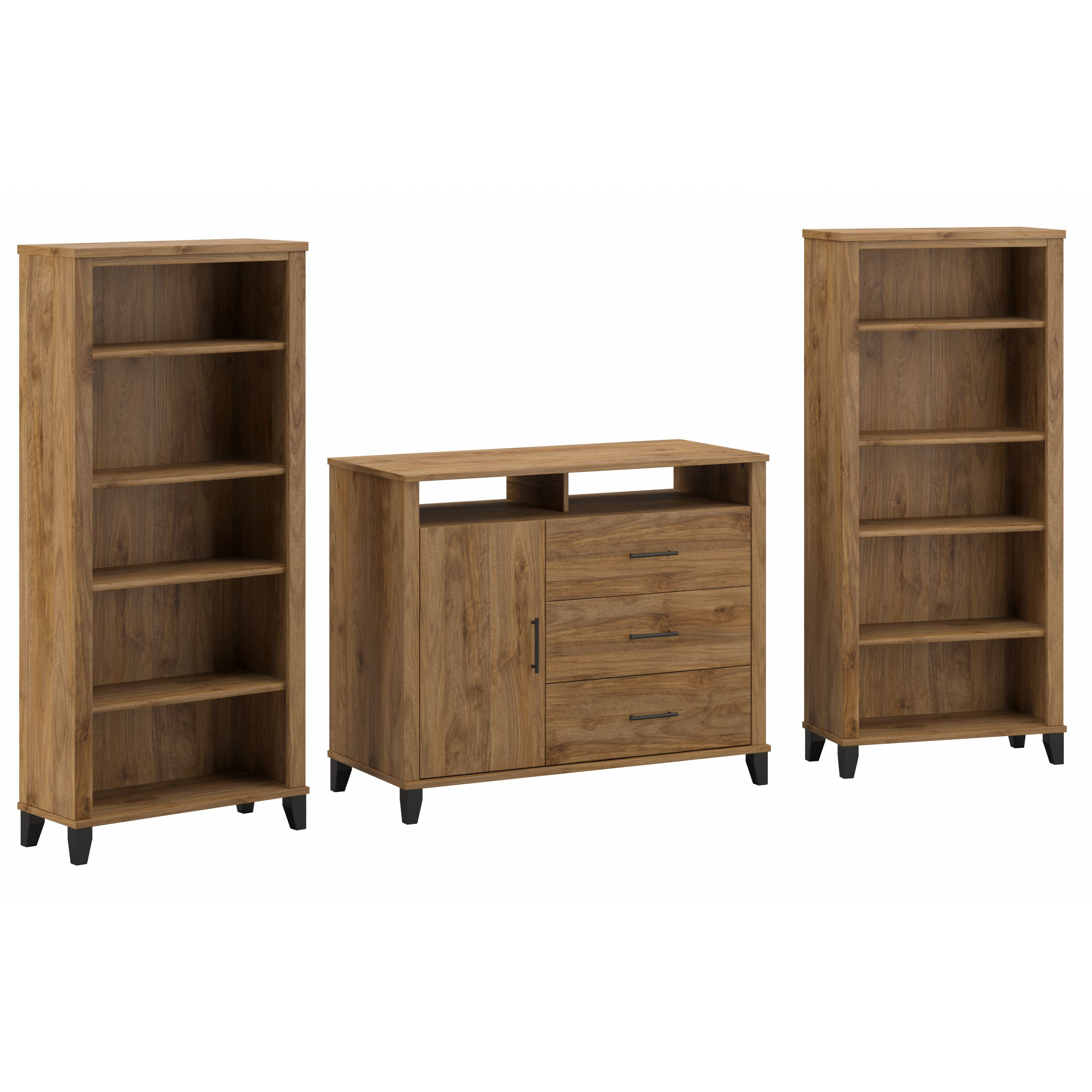 Shop Bush Furniture Somerset Office Storage Credenza with Bookcases 02 SET040FW #color_fresh walnut