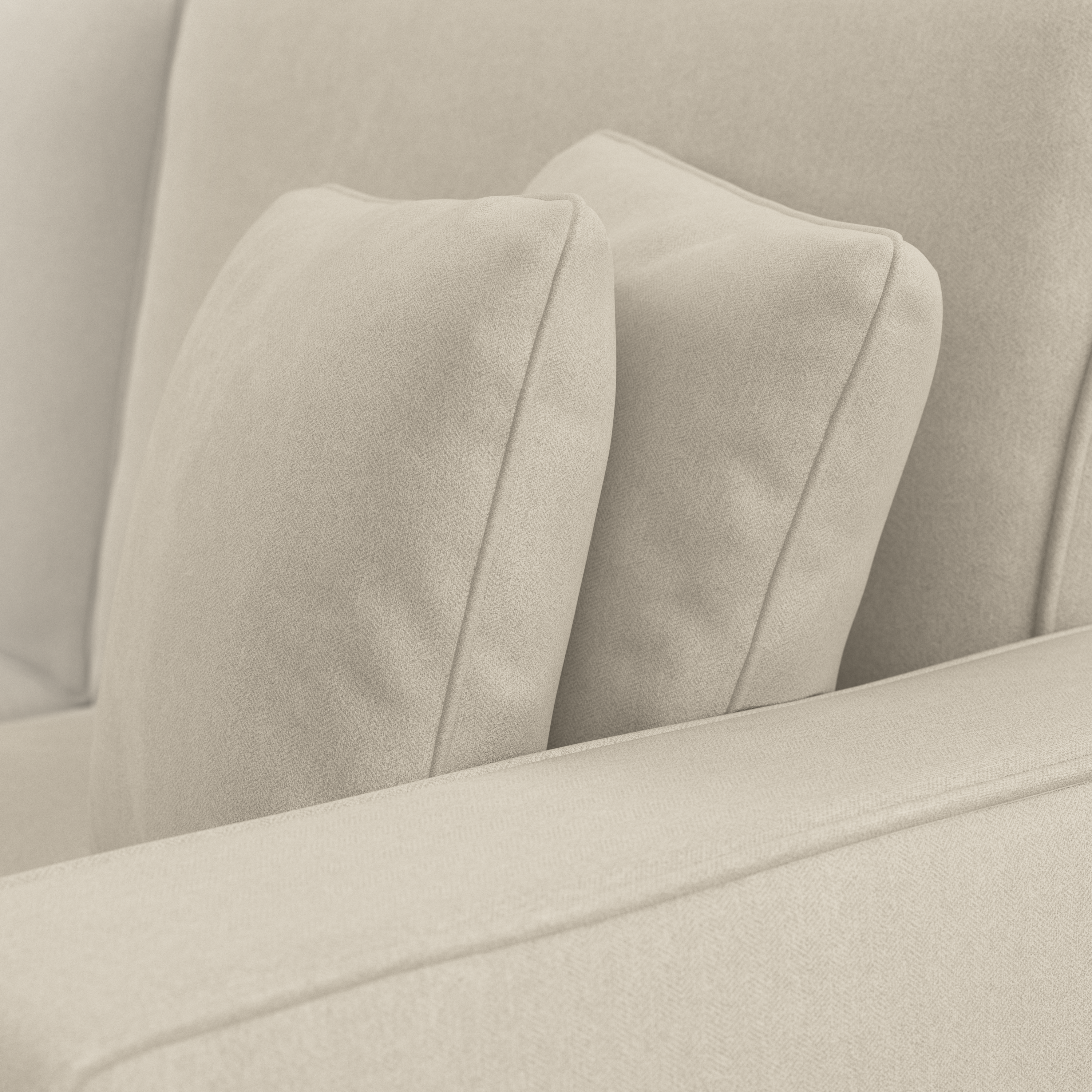 Shop Bush Furniture Stockton 99W L Shaped Sectional Couch with Ottoman 04 SKT003CRH #color_cream herringbone fabric