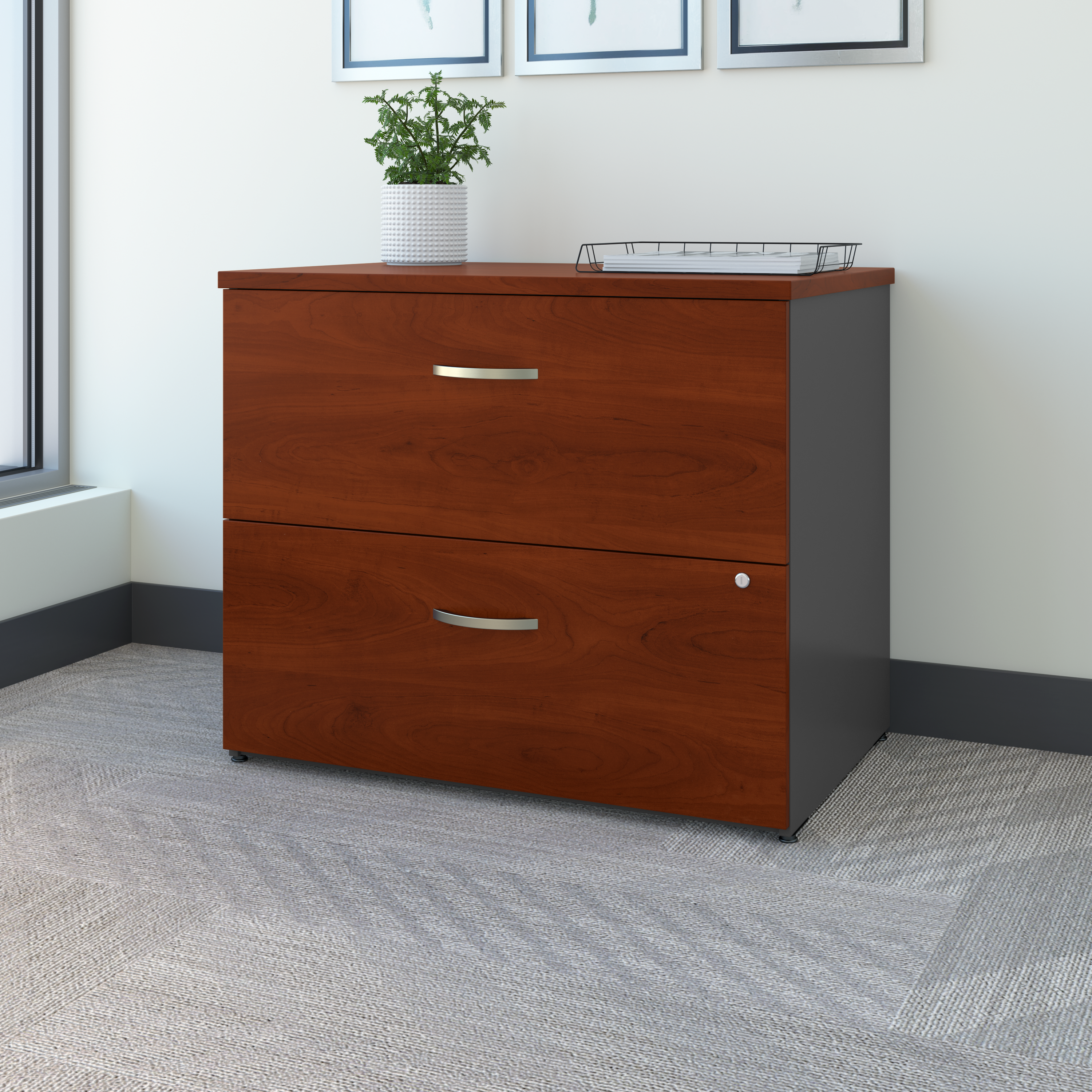 Shop Bush Business Furniture Series C Lateral File Cabinet 01 WC24454CSU #color_hansen cherry/graphite gray