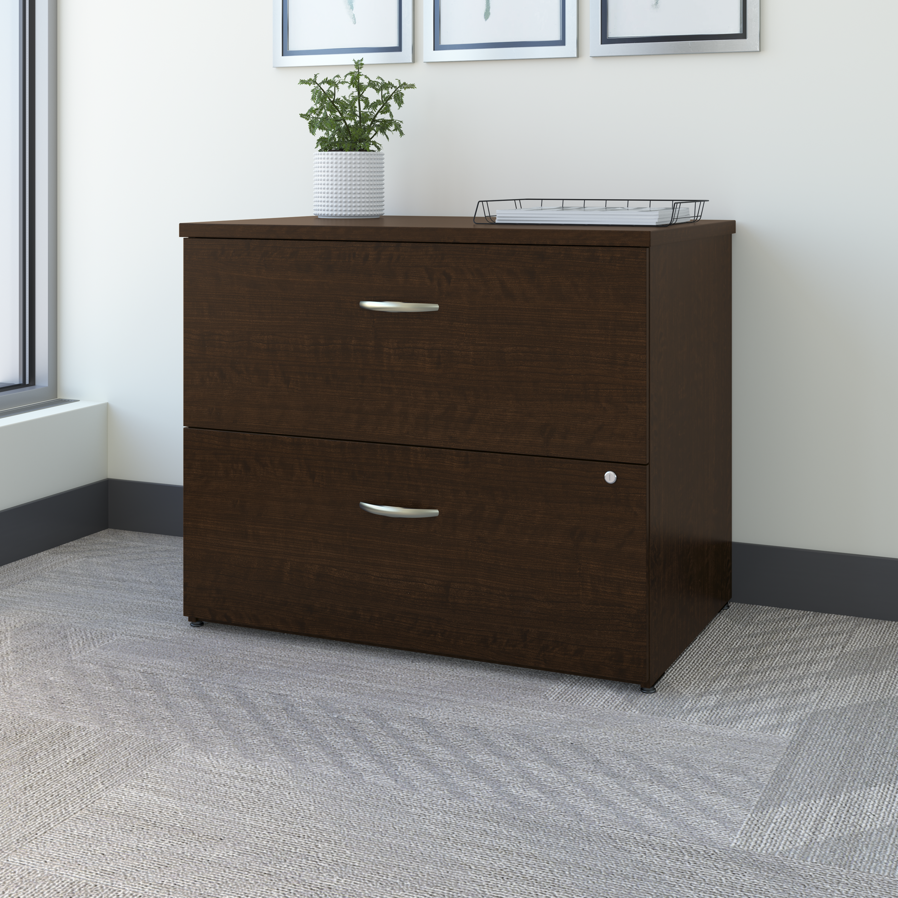 Shop Bush Business Furniture Series C 36W 2 Drawer Lateral File Cabinet 01 WC12954C #color_mocha cherry
