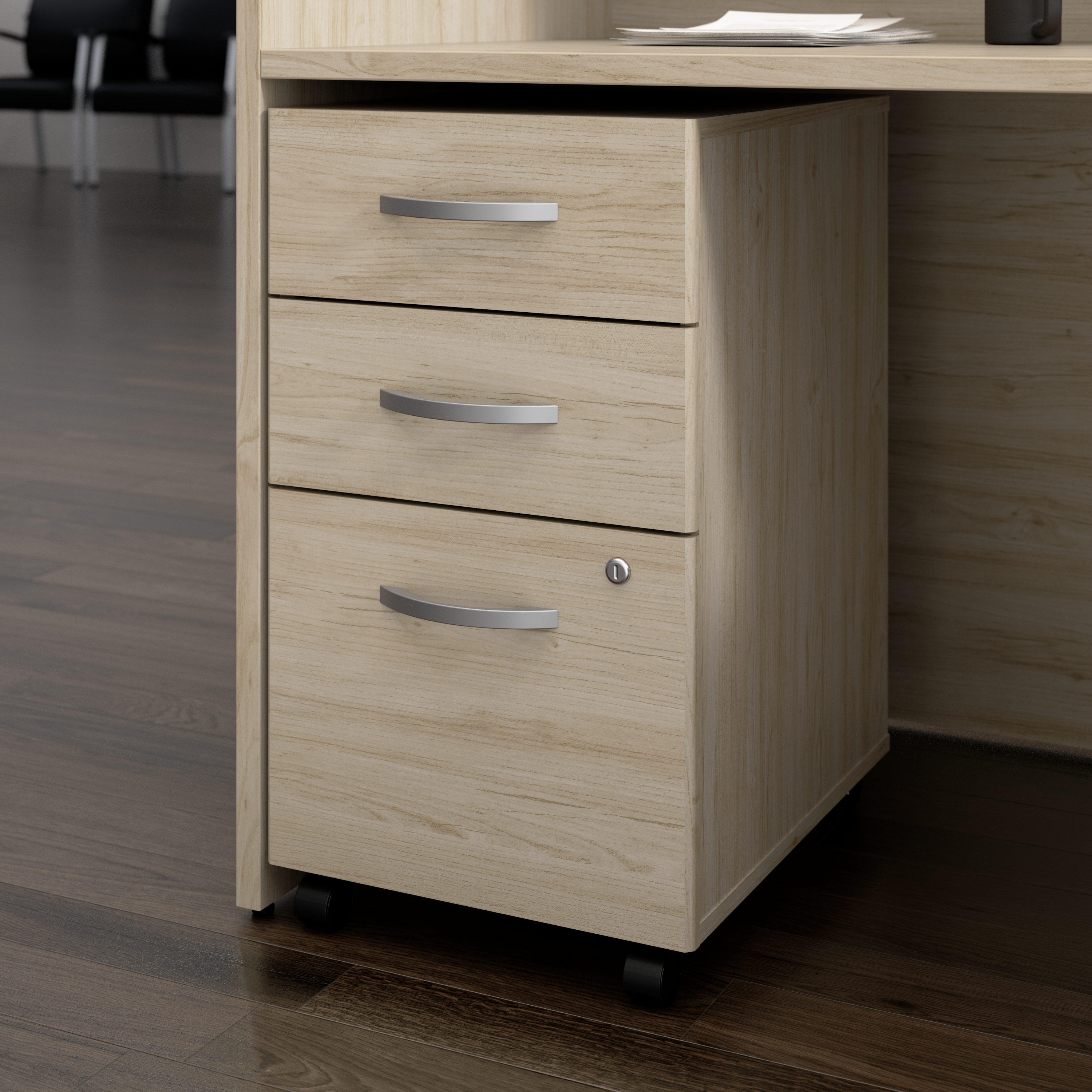 Shop Bush Business Furniture Arrive 3 Drawer Mobile File Cabinet - Assembled 01 ARF116NE-Z #color_natural elm