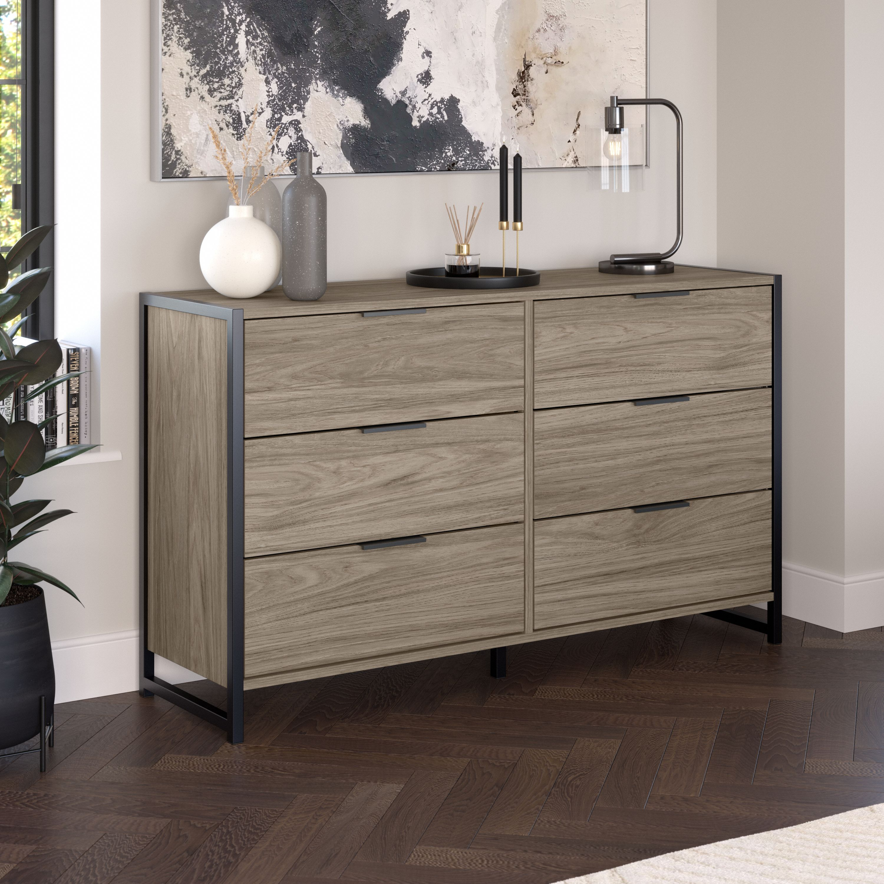 Shop Bush Furniture Atria 6 Drawer Dresser 01 ARS160MHK #color_modern hickory