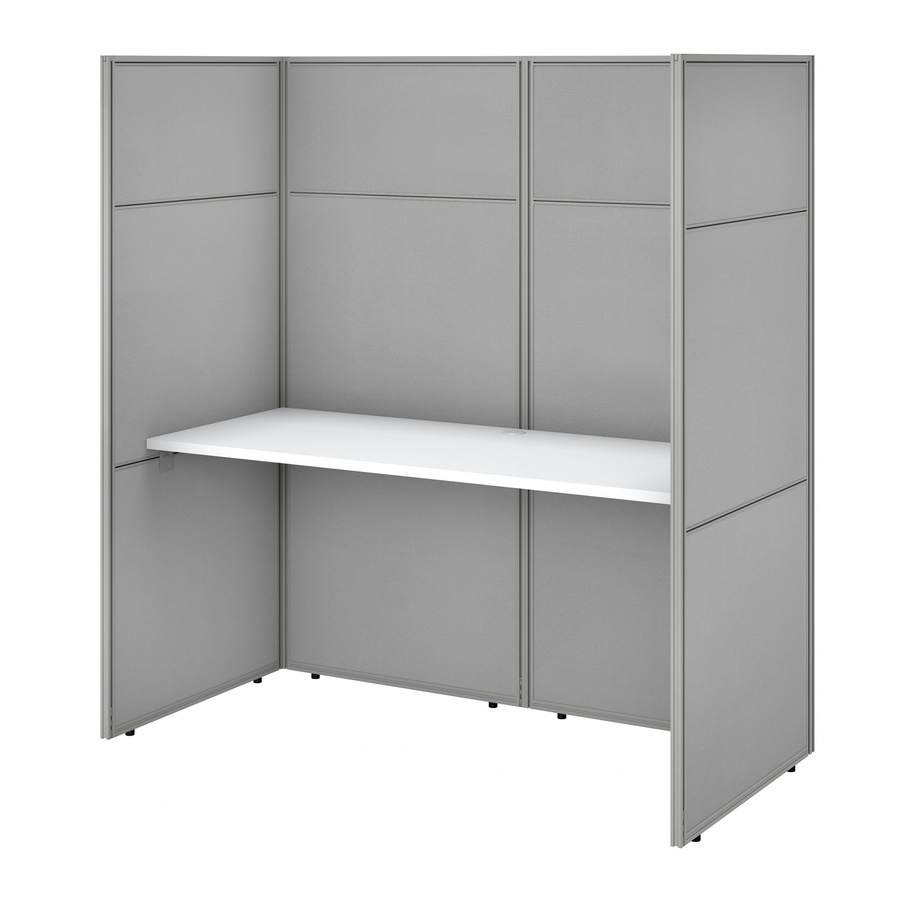 Shop Bush Business Furniture Easy Office 60W Cubicle Desk Workstation with 66H Closed Panels 02 EODH260WH-03K #color_pure white/silver gray fabric