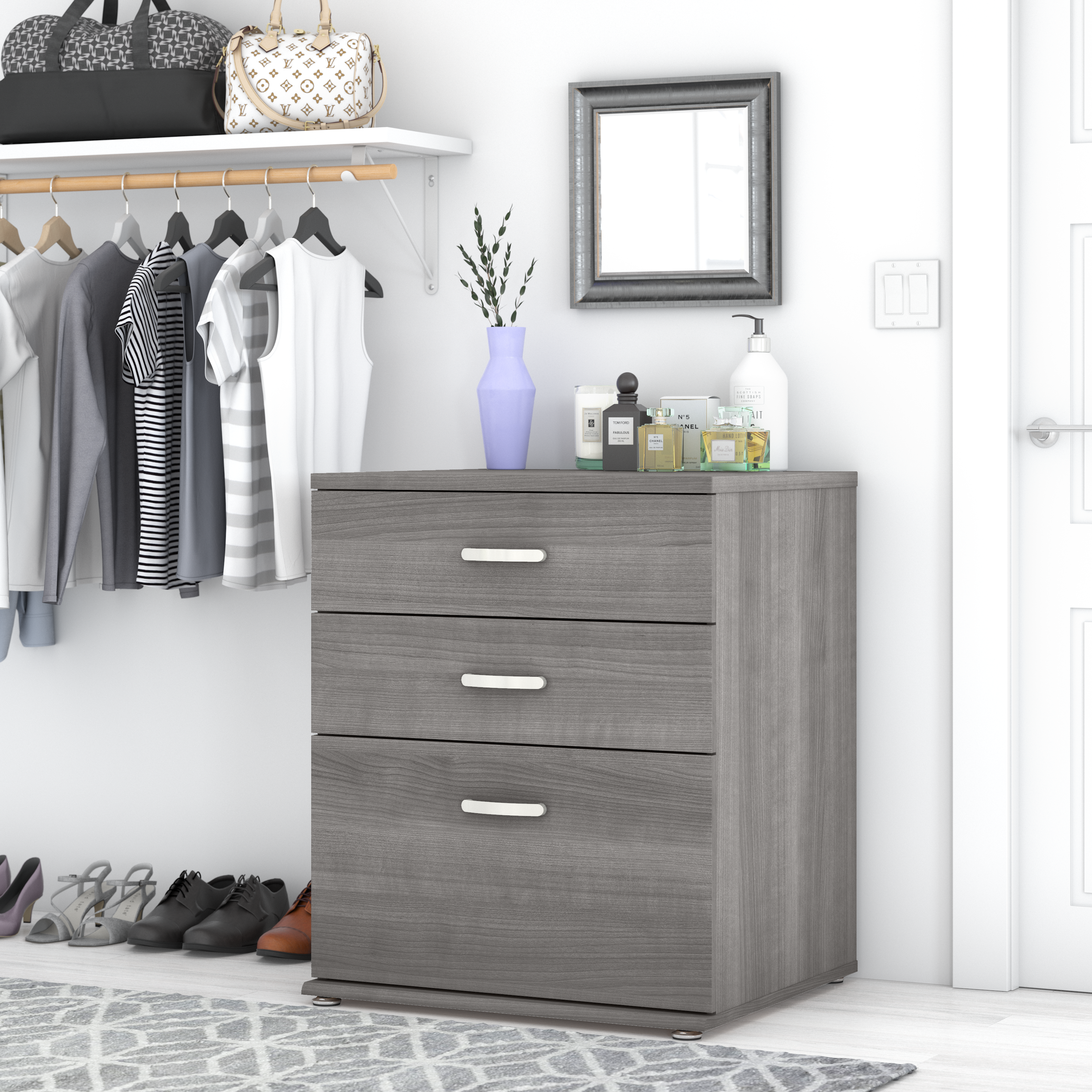 Shop Bush Business Furniture Universal Closet Organizer with Drawers 01 CLS328PG-Z #color_platinum gray