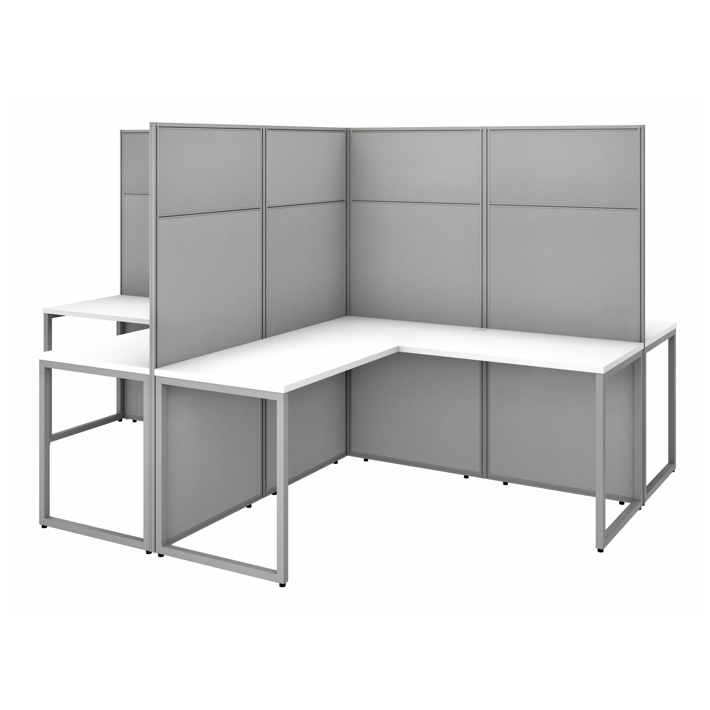 Shop Bush Business Furniture Easy Office 60W 4 Person L Shaped Cubicle Desk Workstation with 66H Panels 02 EODH760WH-03K #color_pure white/silver gray fabric