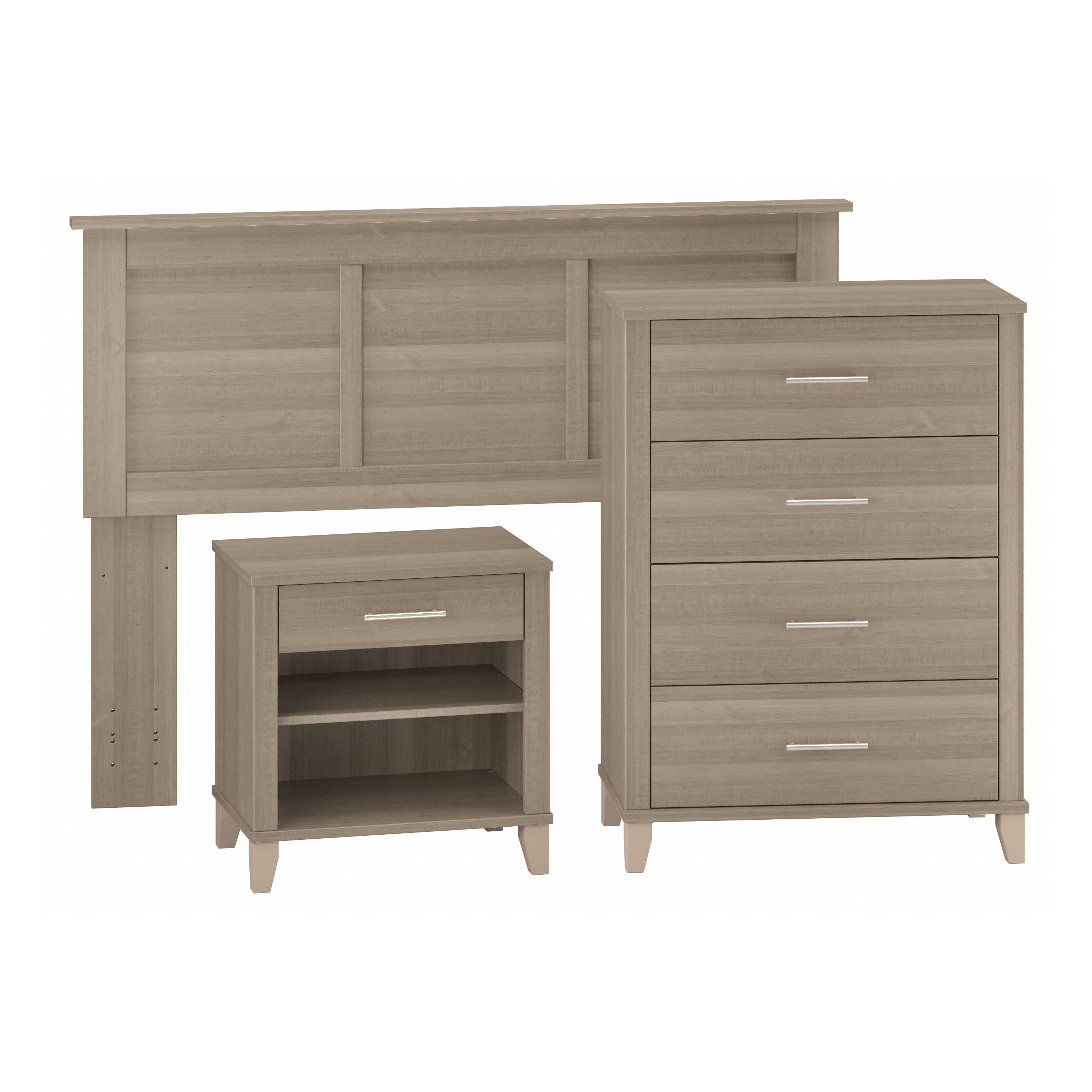 Shop Bush Furniture Somerset Full/Queen Size Headboard, Chest of Drawers and Nightstand Bedroom Set 02 SET005AG #color_ash gray