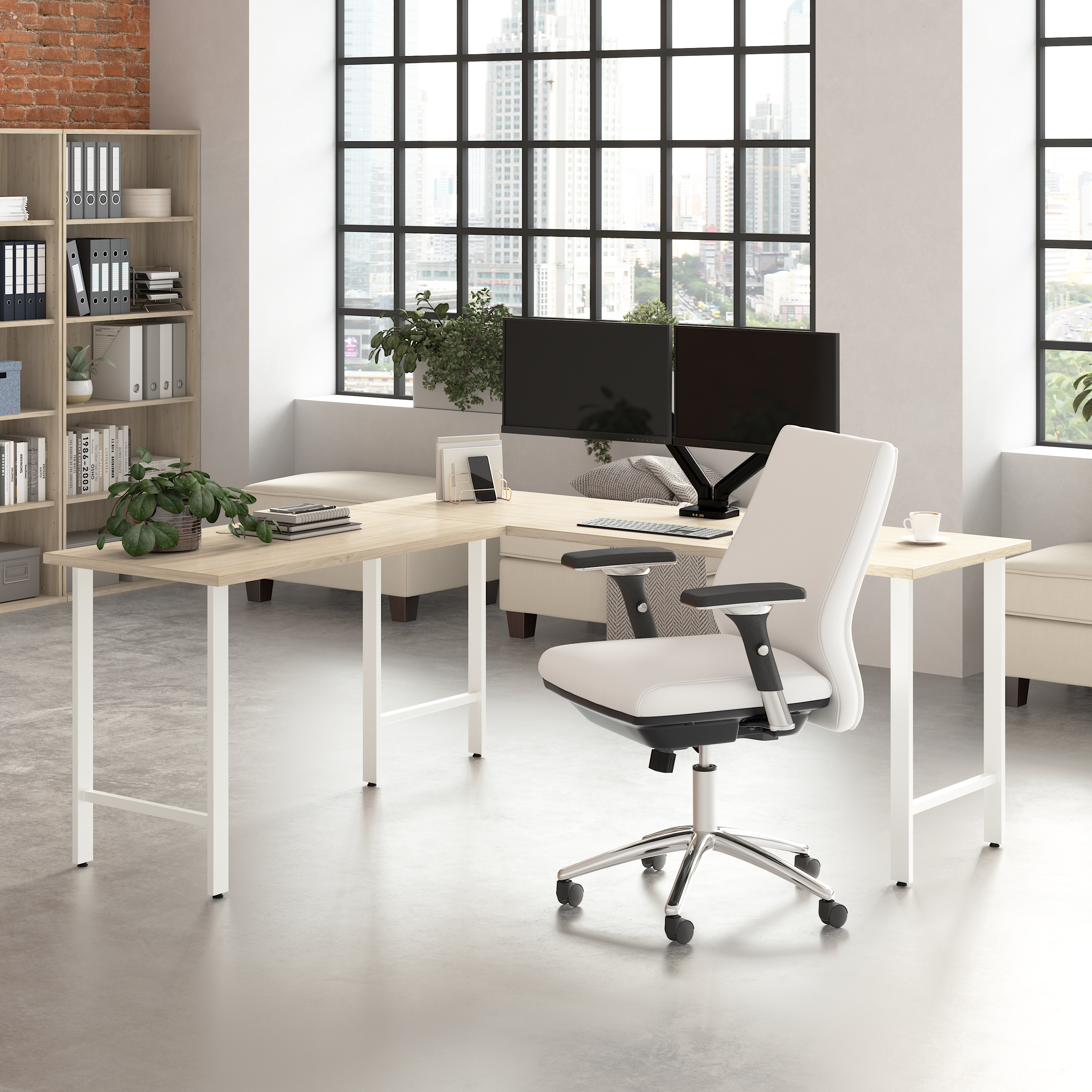 Shop Bush Business Furniture Hustle 72W x 24D Computer Desk with Metal Legs 08 HUD172NE #color_natural elm