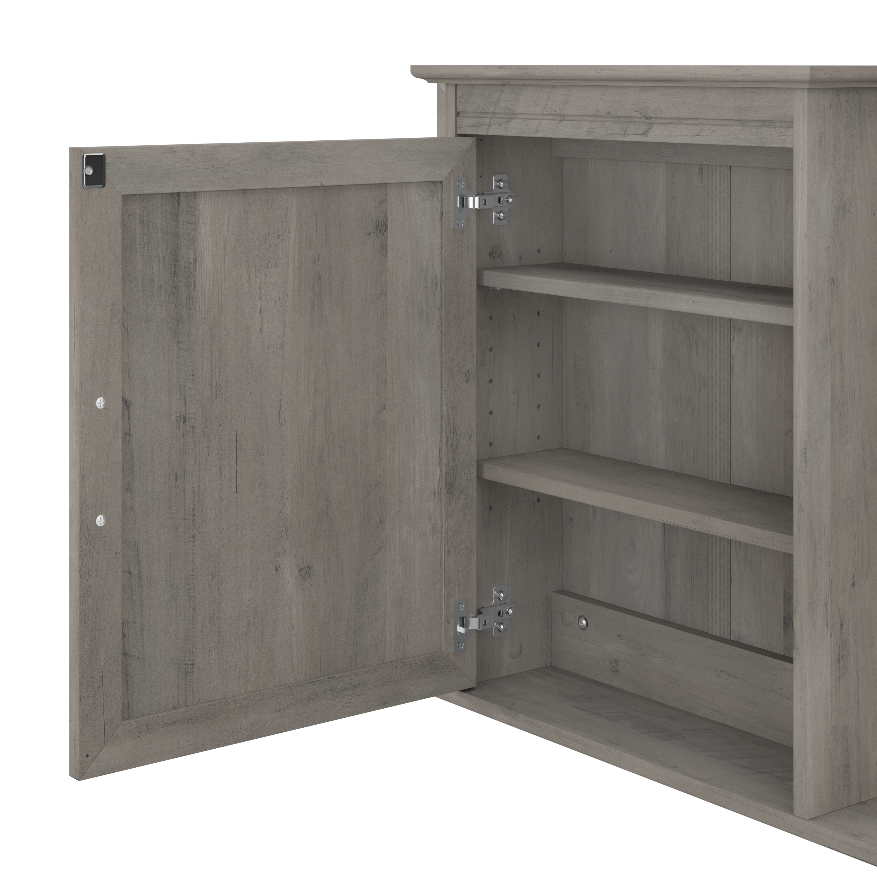 Shop Bush Furniture Key West Bathroom Medicine Cabinet with Mirror 03 KWWS132DG-03 #color_driftwood gray