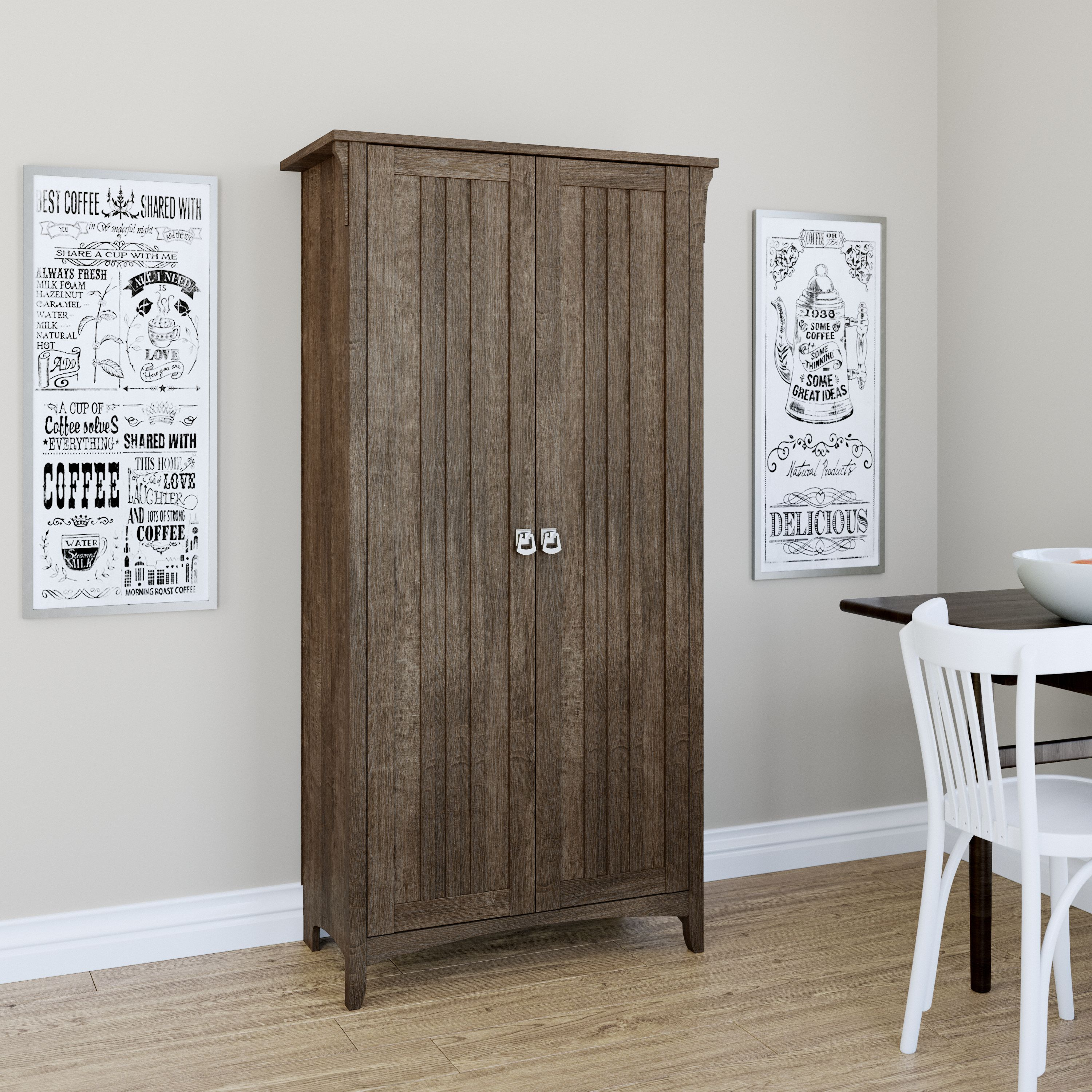 Shop Bush Furniture Salinas Kitchen Pantry Cabinet with Doors 01 SAL014ABR #color_ash brown