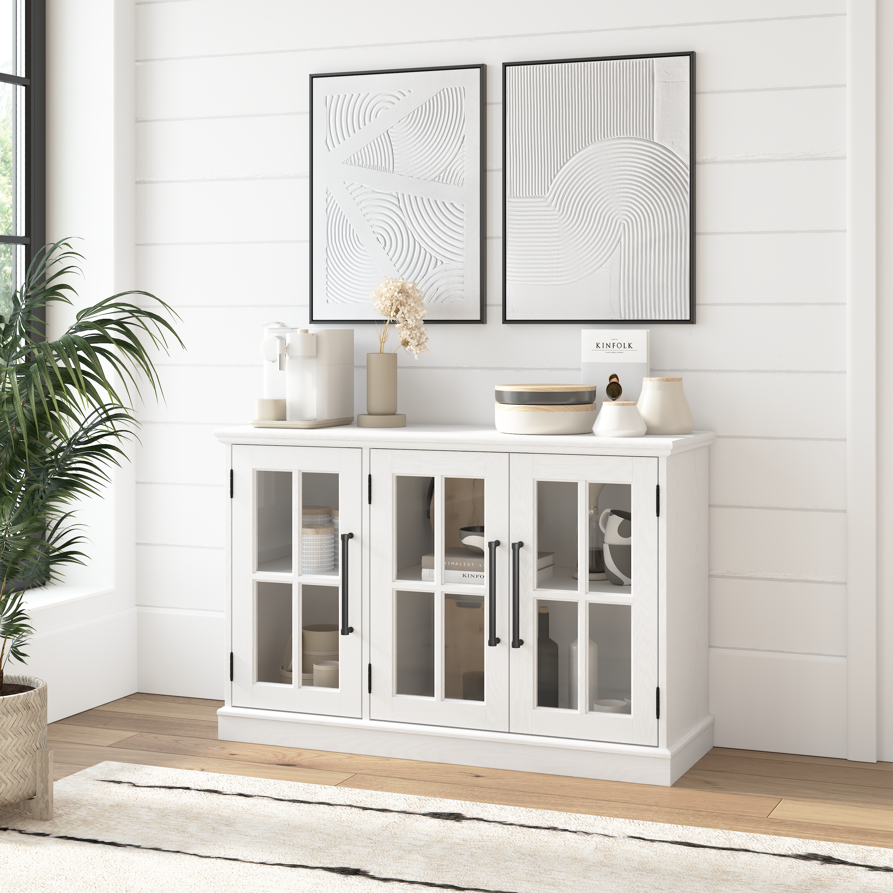 Shop Bush Furniture Westbrook 46W Sideboard Cabinet 01 WBV146WAS-03 #color_white ash