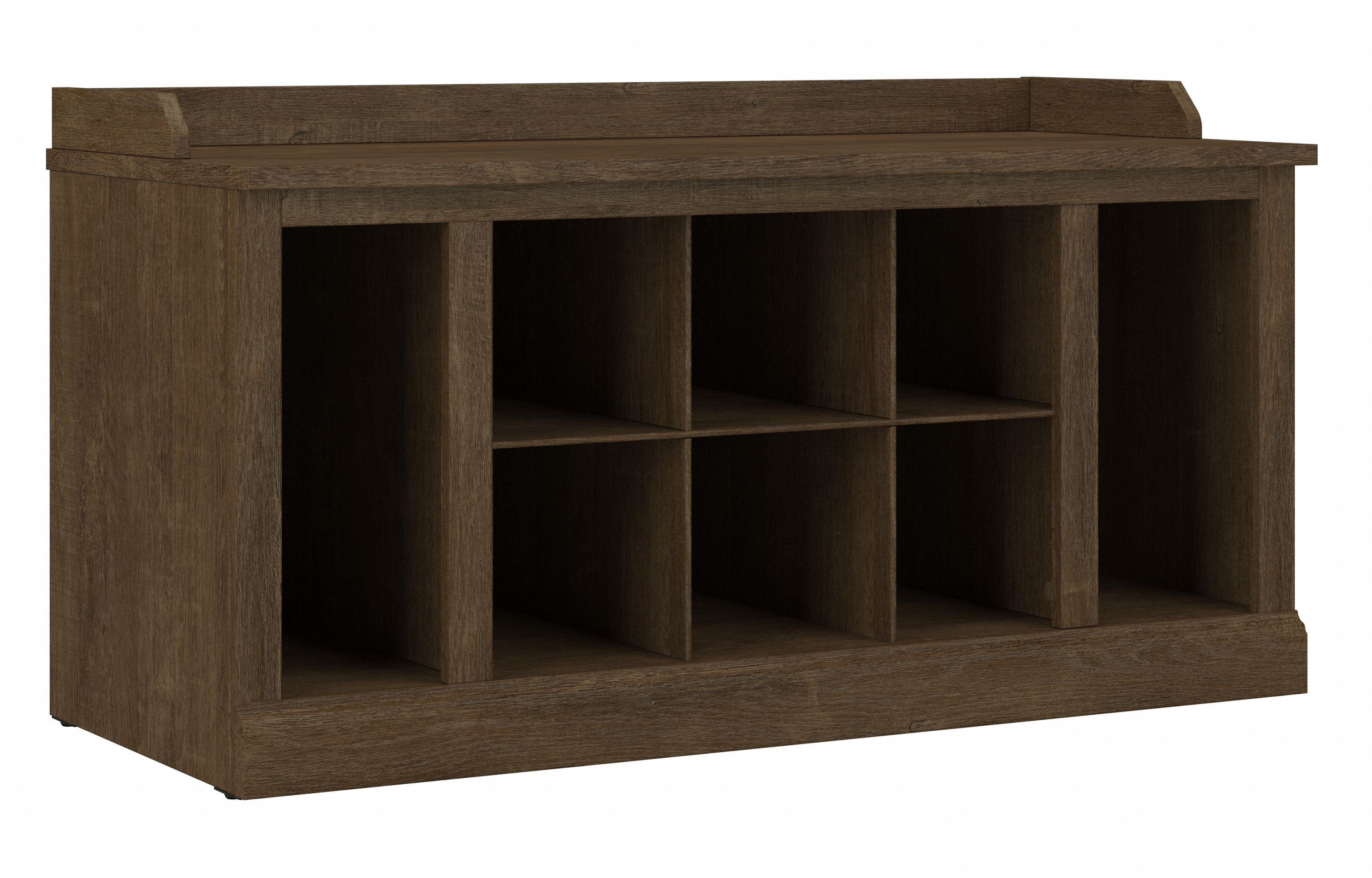 Shop Bush Furniture Woodland 40W Shoe Storage Bench with Shelves 02 WDS240ABR-03 #color_ash brown
