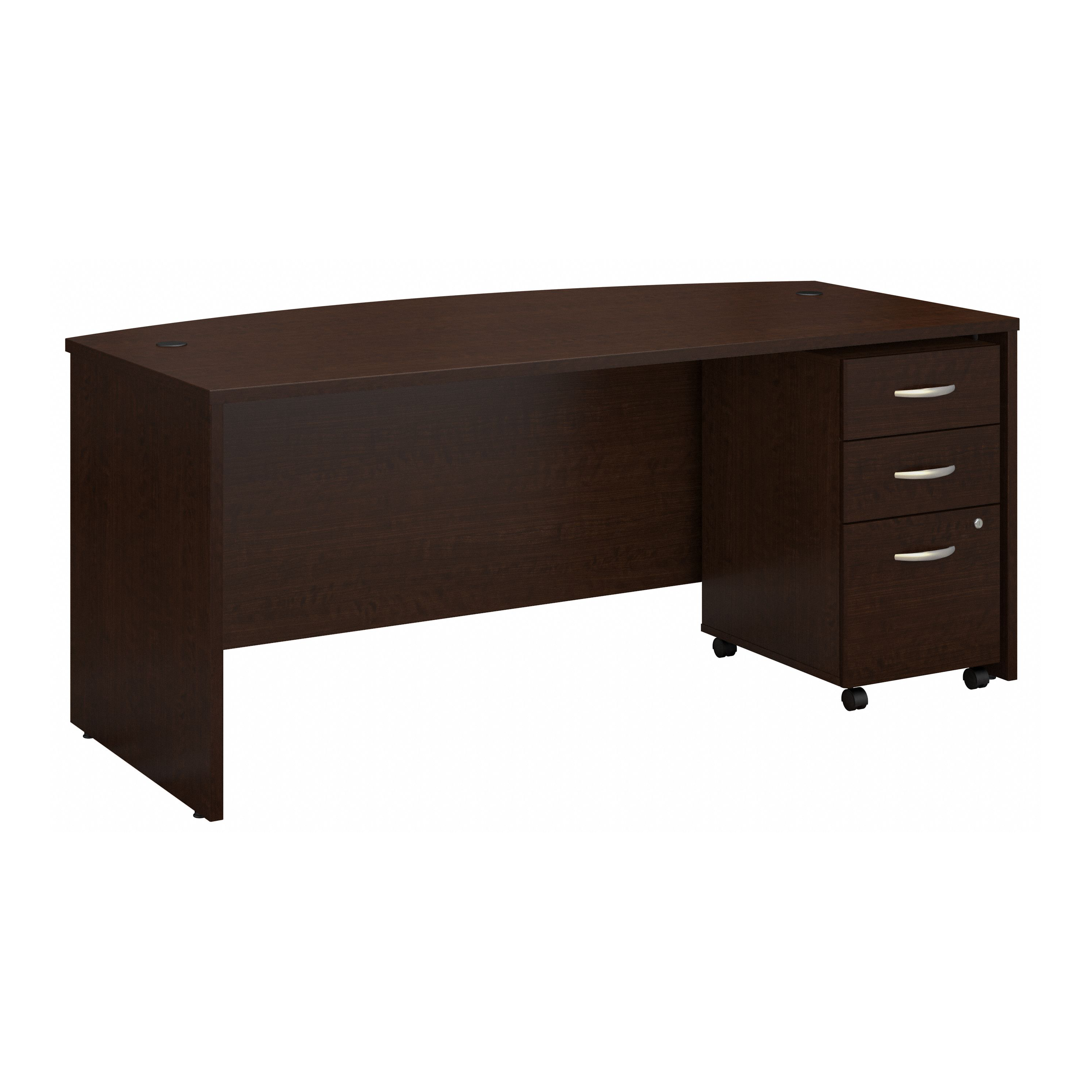 Shop Bush Business Furniture Series C 72W x 36D Bow Front Desk with Mobile File Cabinet 02 SRC079MRSU #color_mocha cherry