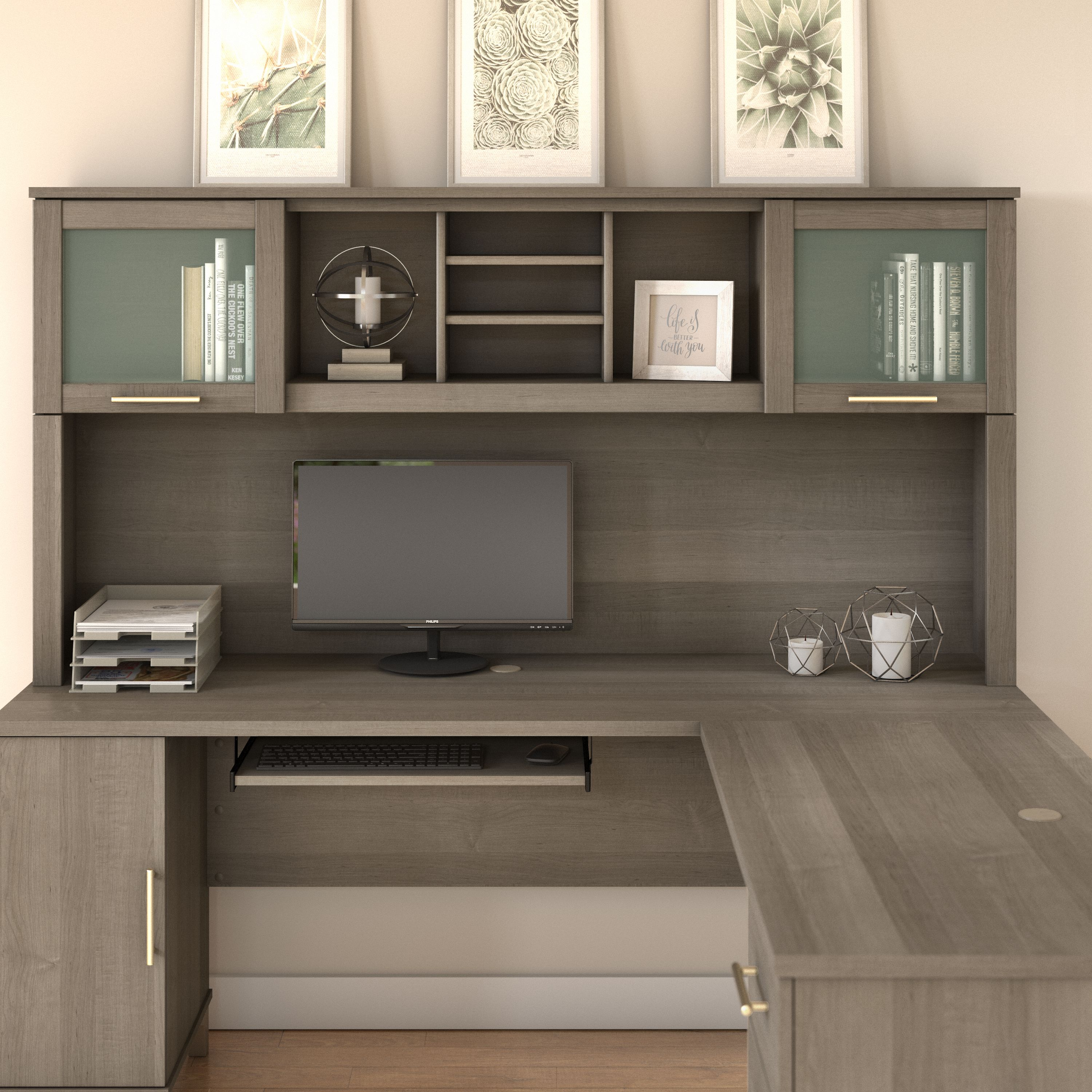 Shop Bush Furniture Somerset 72W Desk Hutch 01 WC81611 #color_ash gray
