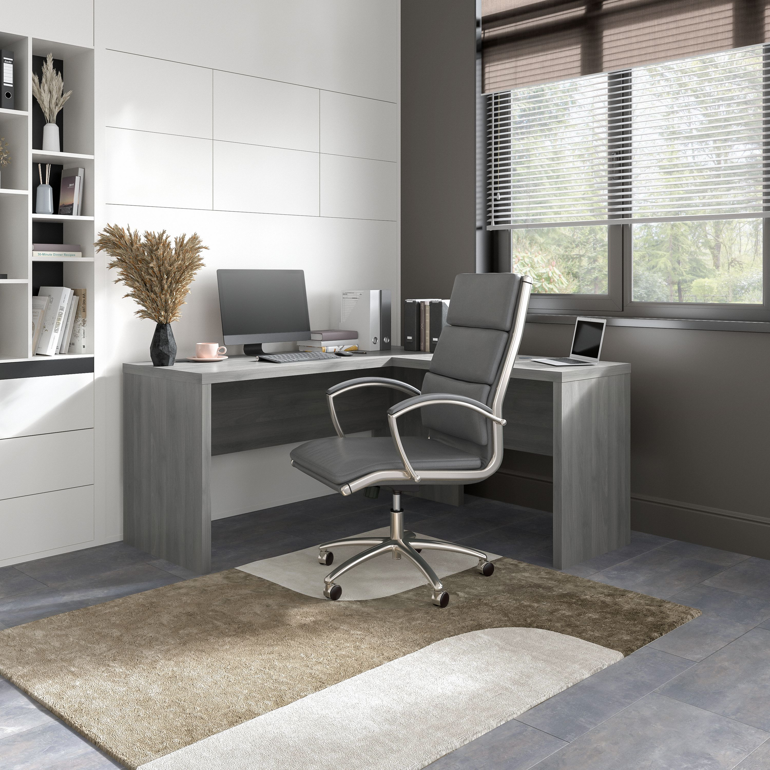 Shop Bush Business Furniture Echo L Shaped Desk 01 ECH026MG #color_modern gray